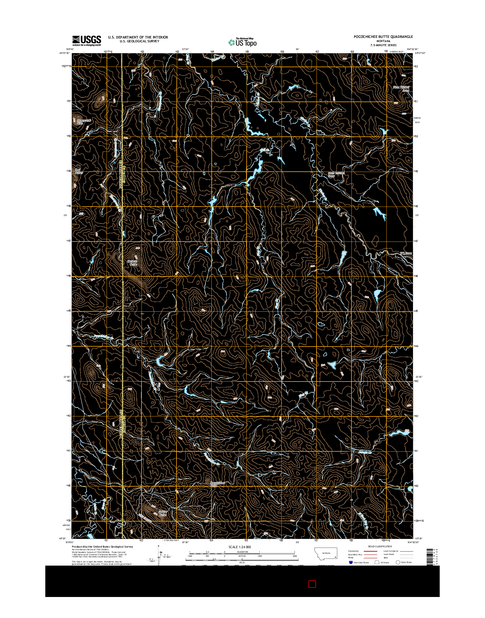 USGS US TOPO 7.5-MINUTE MAP FOR POCOCHICHEE BUTTE, MT 2014