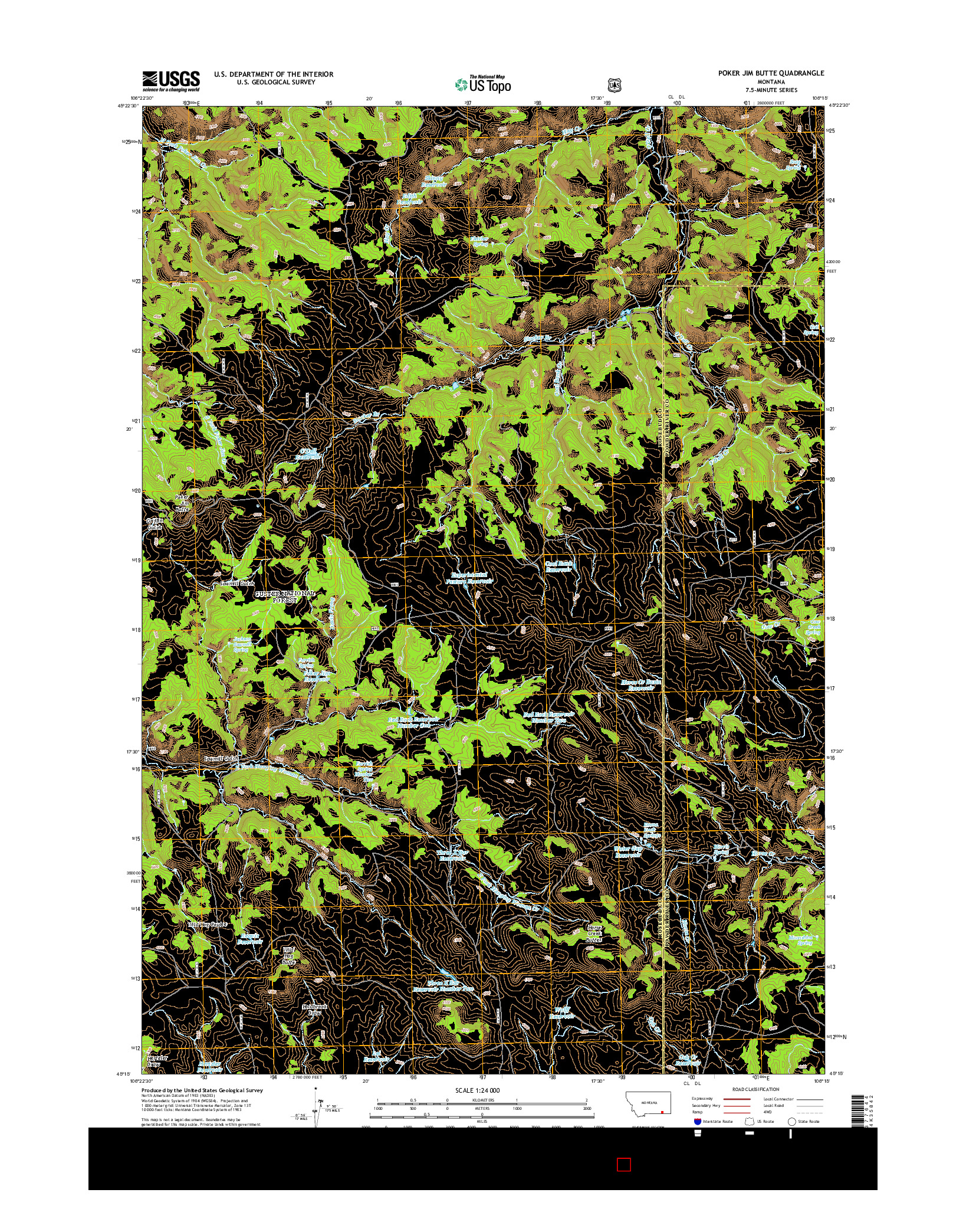 USGS US TOPO 7.5-MINUTE MAP FOR POKER JIM BUTTE, MT 2014