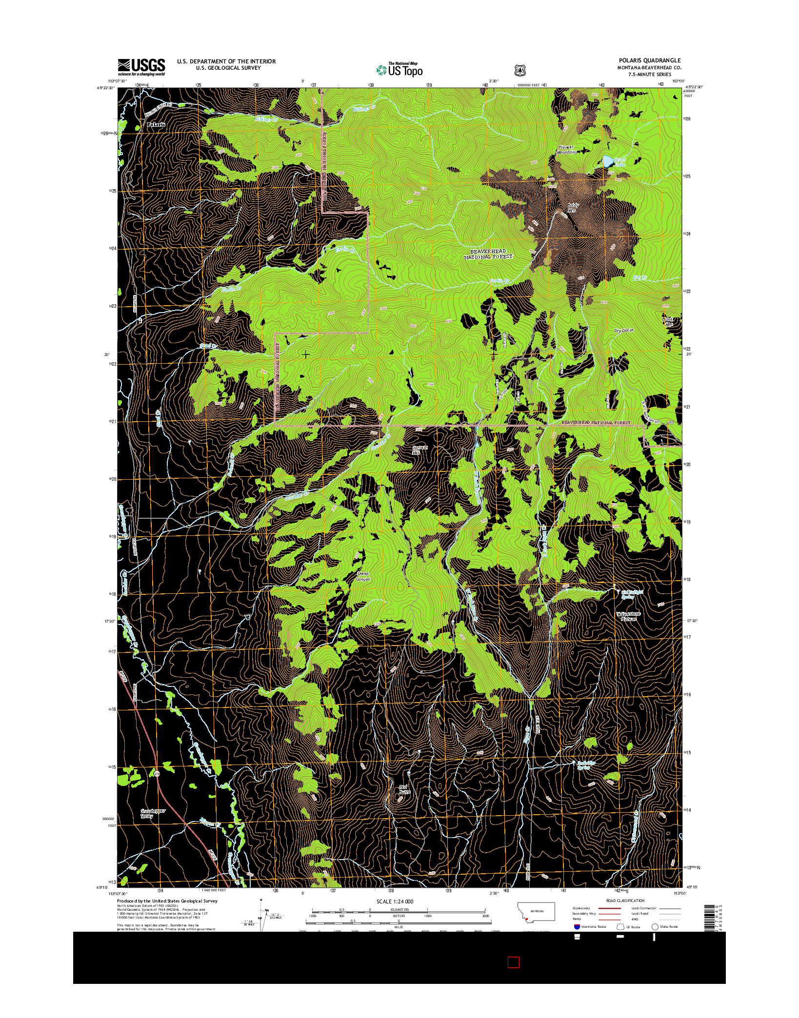 USGS US TOPO 7.5-MINUTE MAP FOR POLARIS, MT 2014