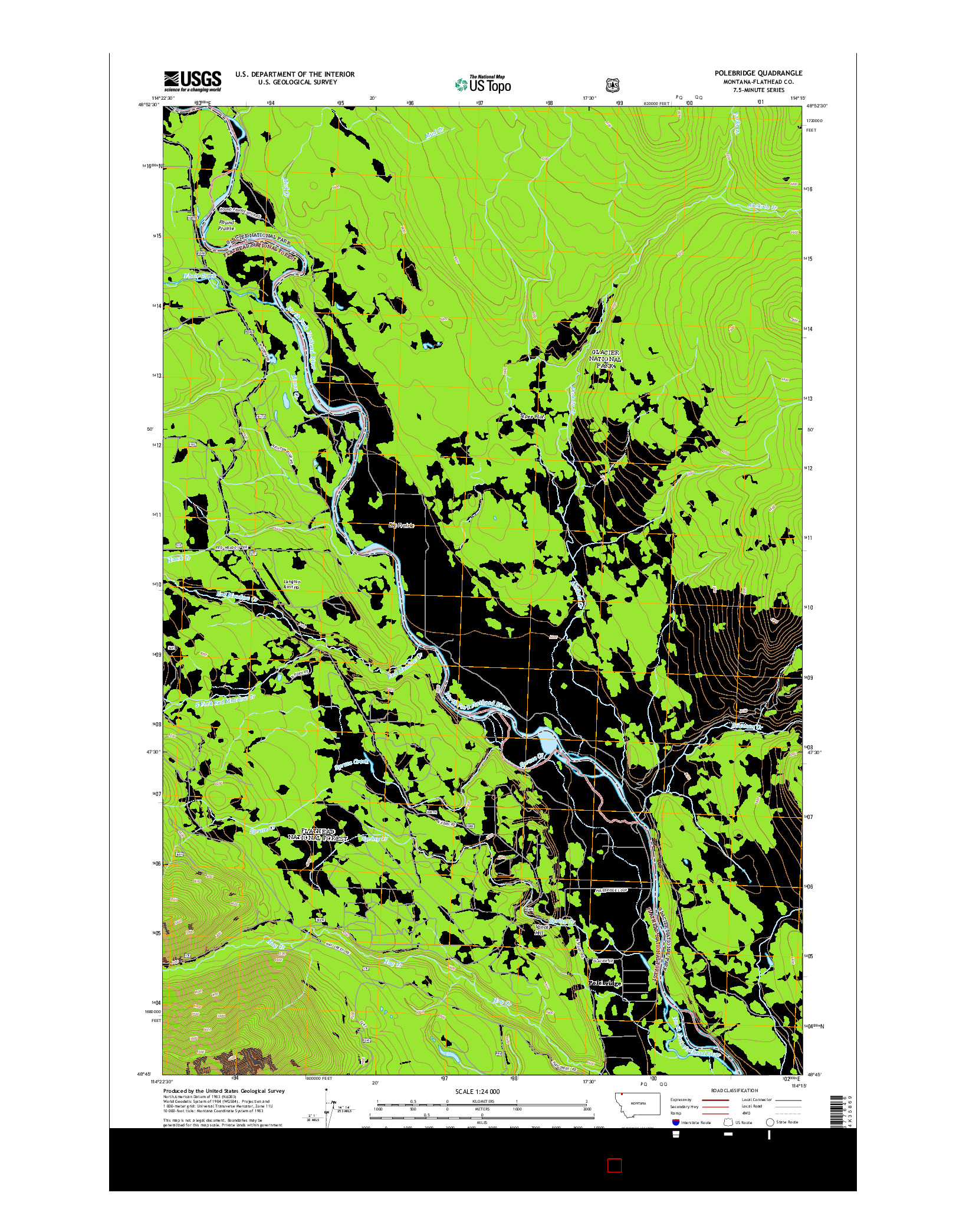 USGS US TOPO 7.5-MINUTE MAP FOR POLEBRIDGE, MT 2014