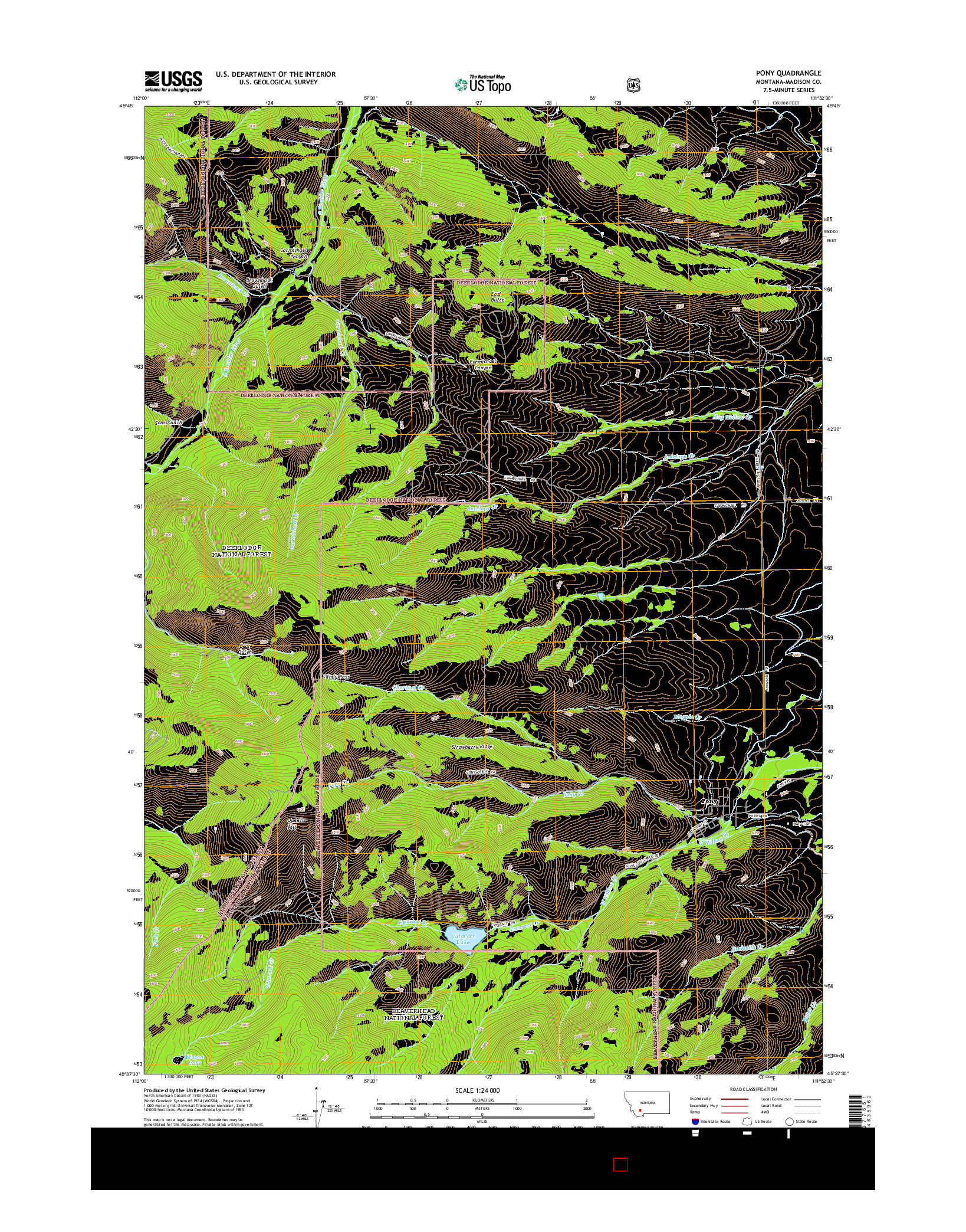 USGS US TOPO 7.5-MINUTE MAP FOR PONY, MT 2014