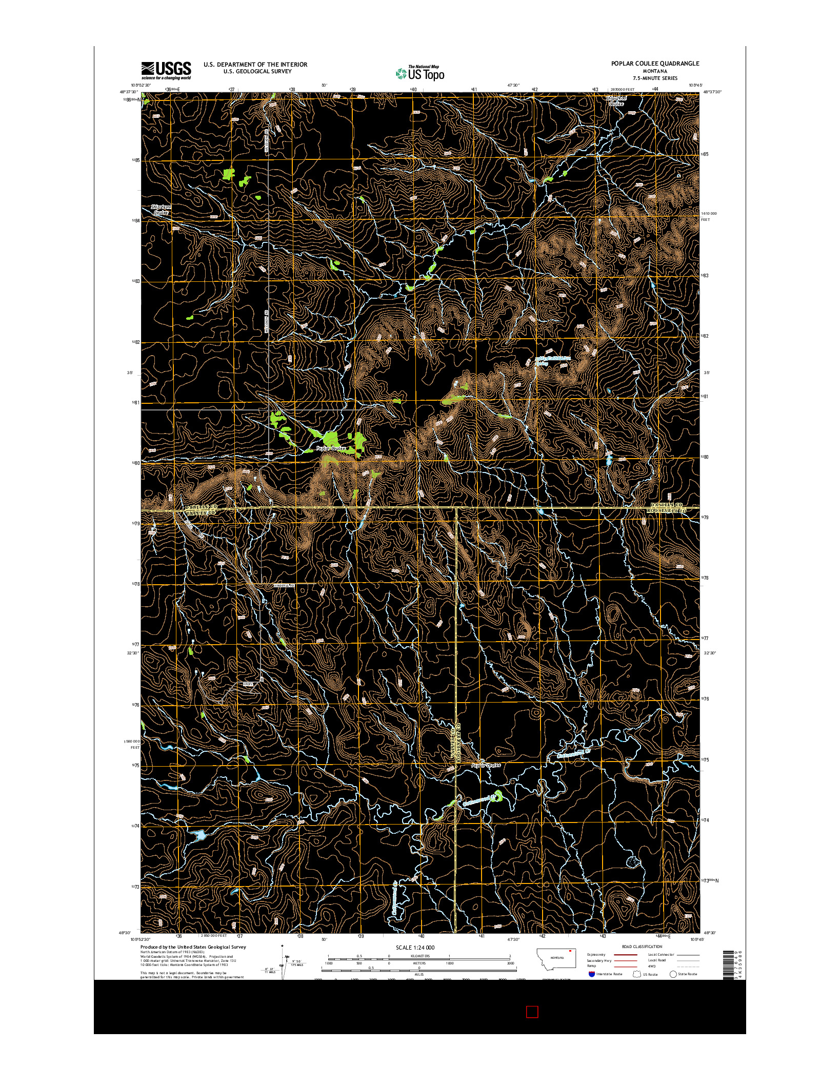 USGS US TOPO 7.5-MINUTE MAP FOR POPLAR COULEE, MT 2014