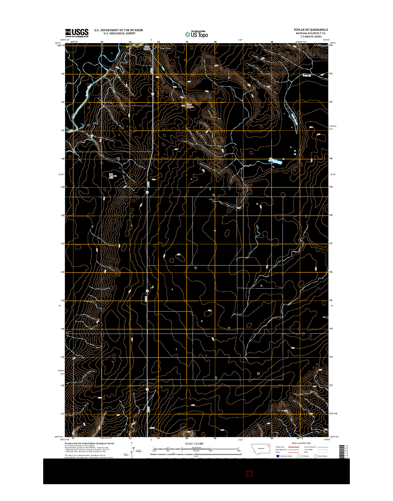 USGS US TOPO 7.5-MINUTE MAP FOR POPLAR NE, MT 2014