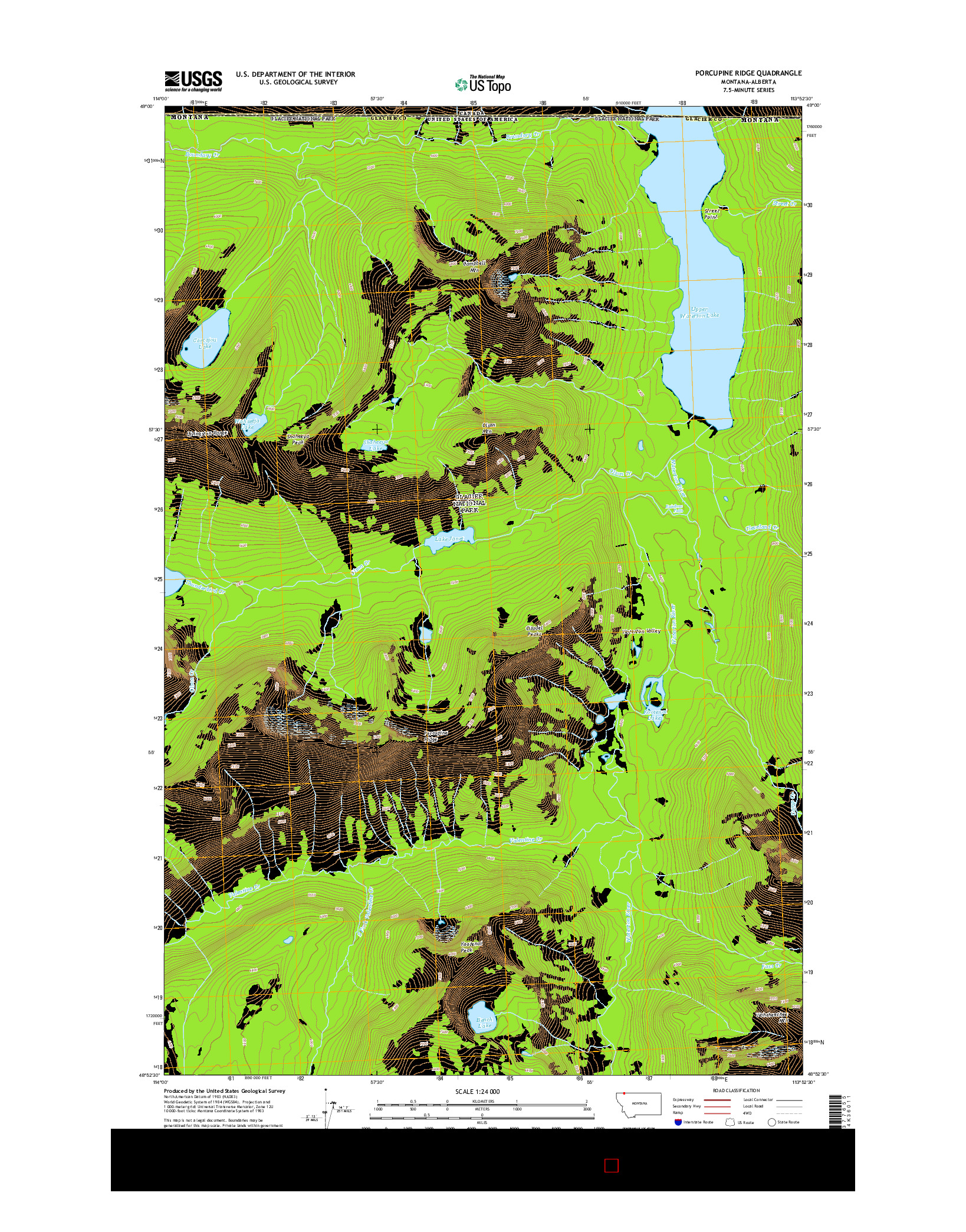 USGS US TOPO 7.5-MINUTE MAP FOR PORCUPINE RIDGE, MT-AB 2014