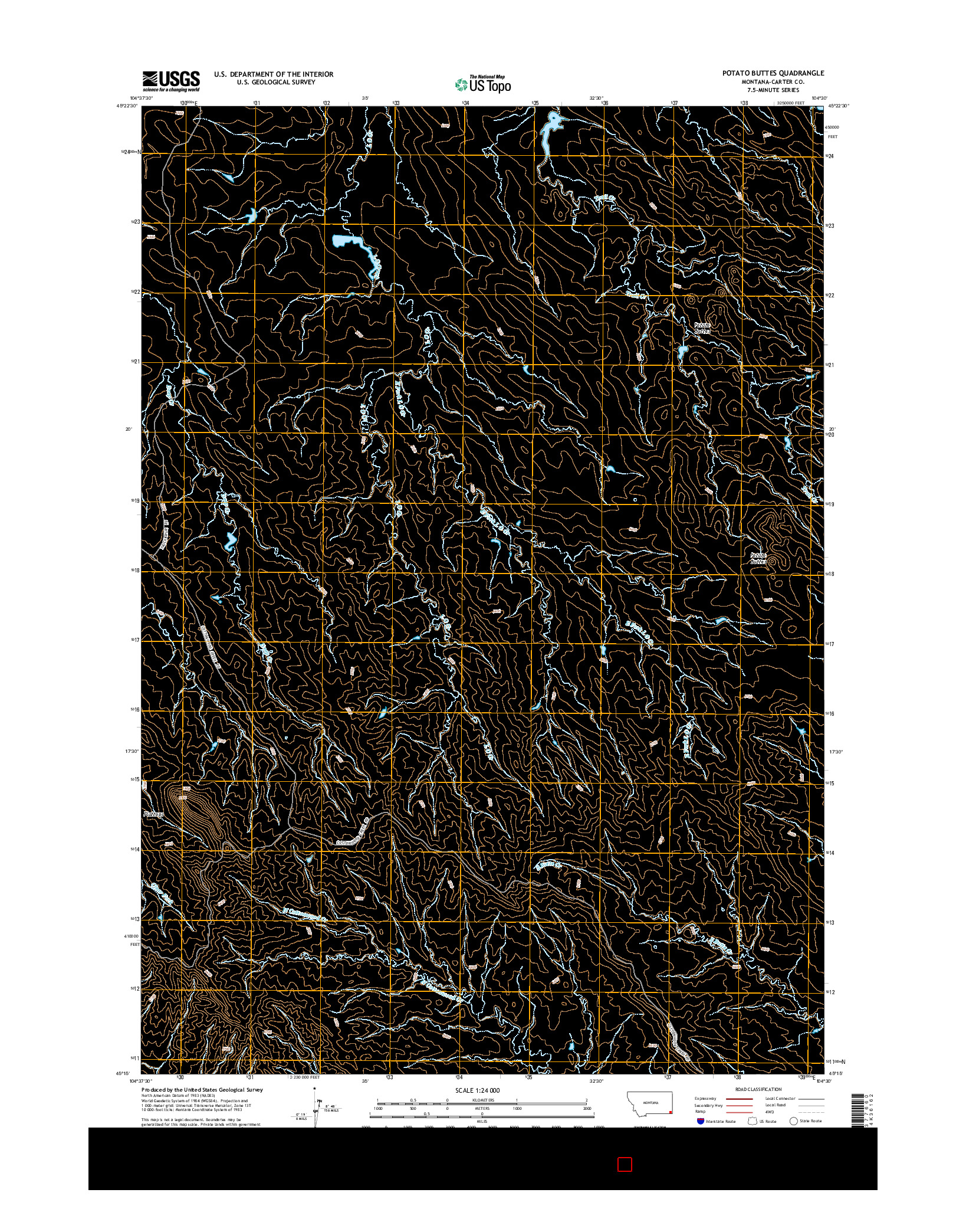 USGS US TOPO 7.5-MINUTE MAP FOR POTATO BUTTES, MT 2014