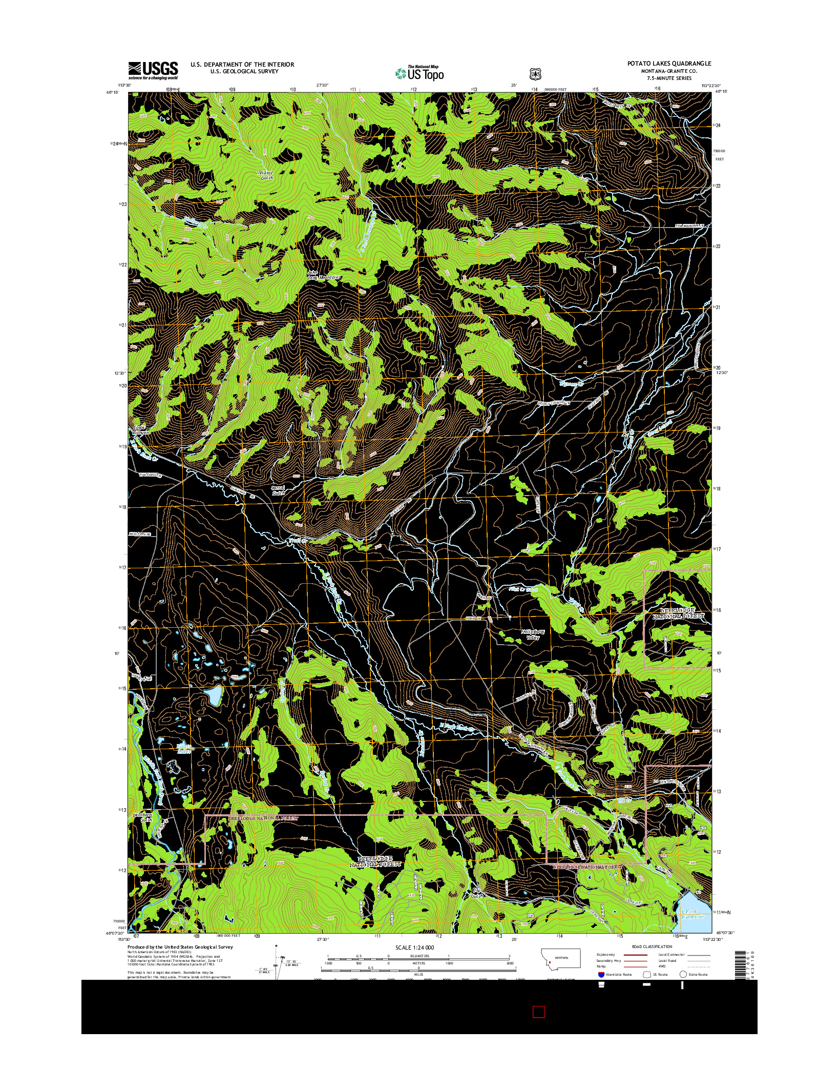 USGS US TOPO 7.5-MINUTE MAP FOR POTATO LAKES, MT 2014