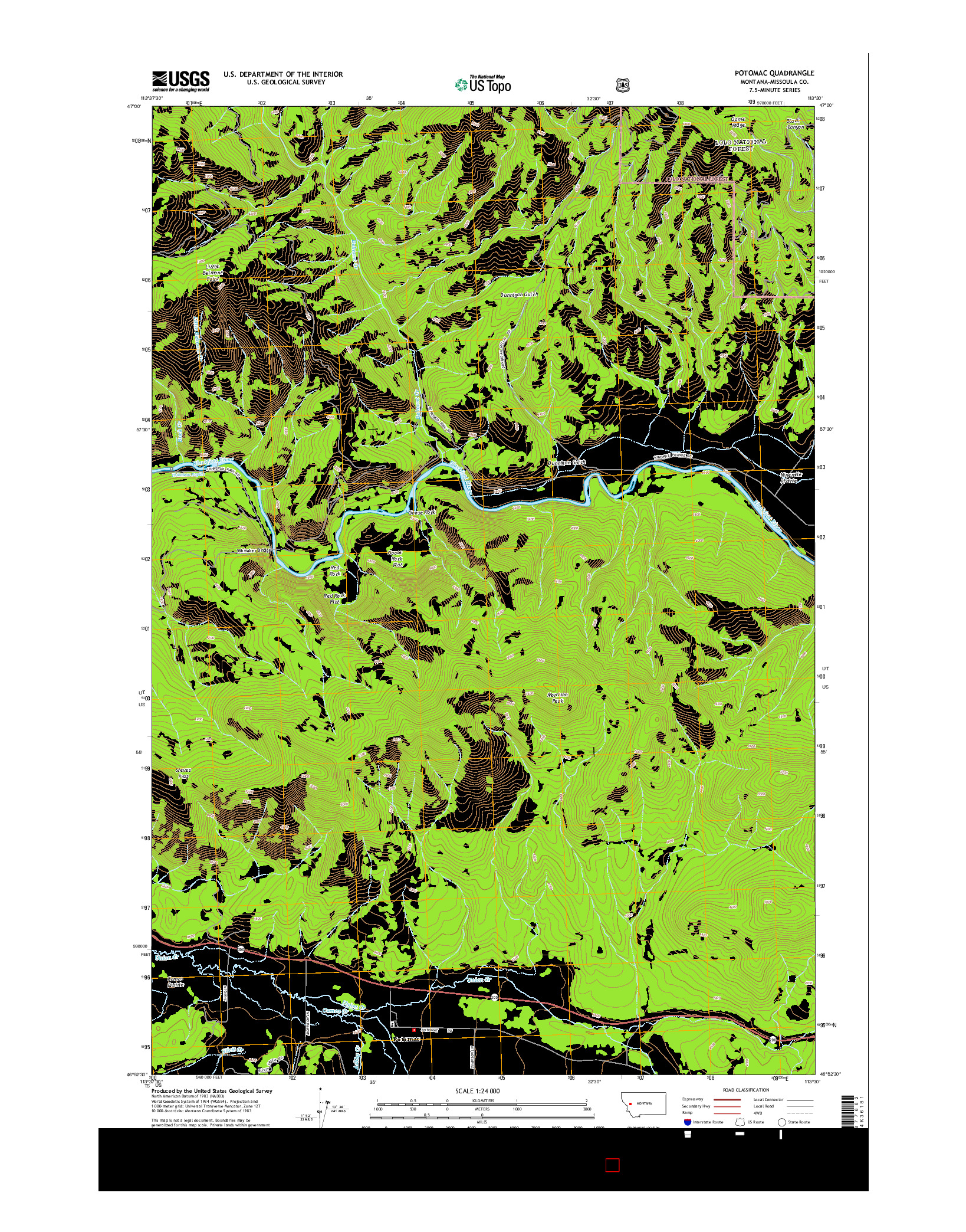 USGS US TOPO 7.5-MINUTE MAP FOR POTOMAC, MT 2014