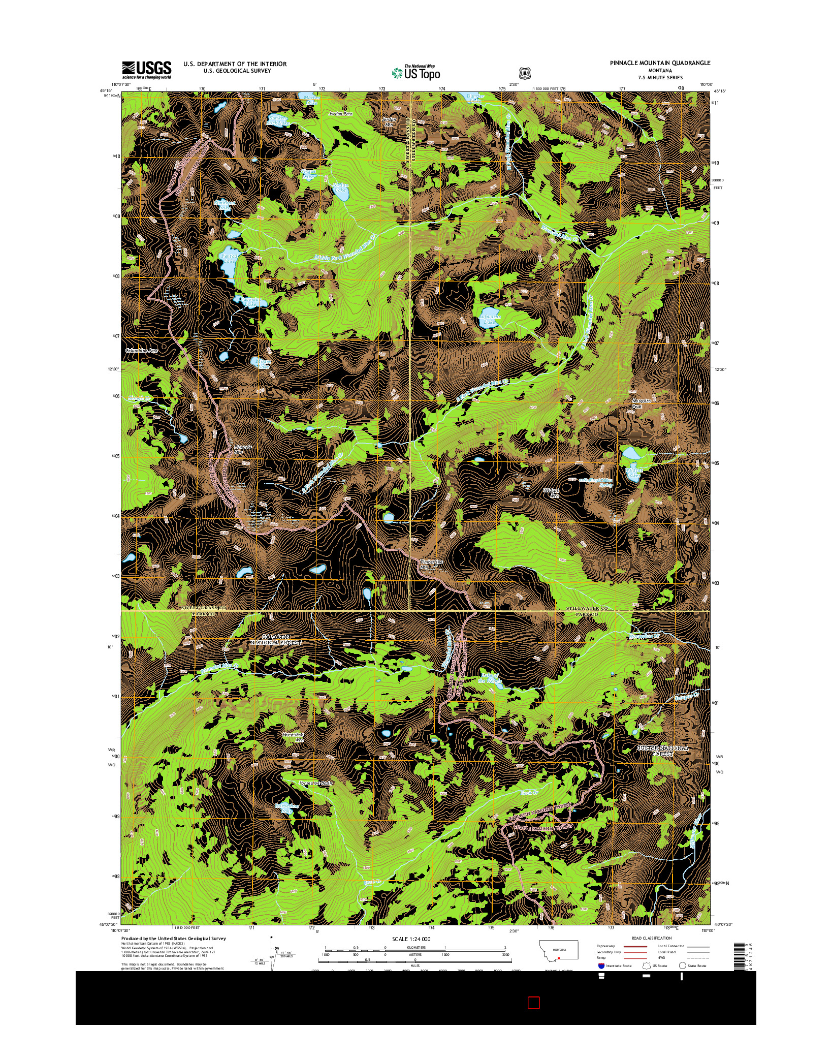 USGS US TOPO 7.5-MINUTE MAP FOR PINNACLE MOUNTAIN, MT 2014