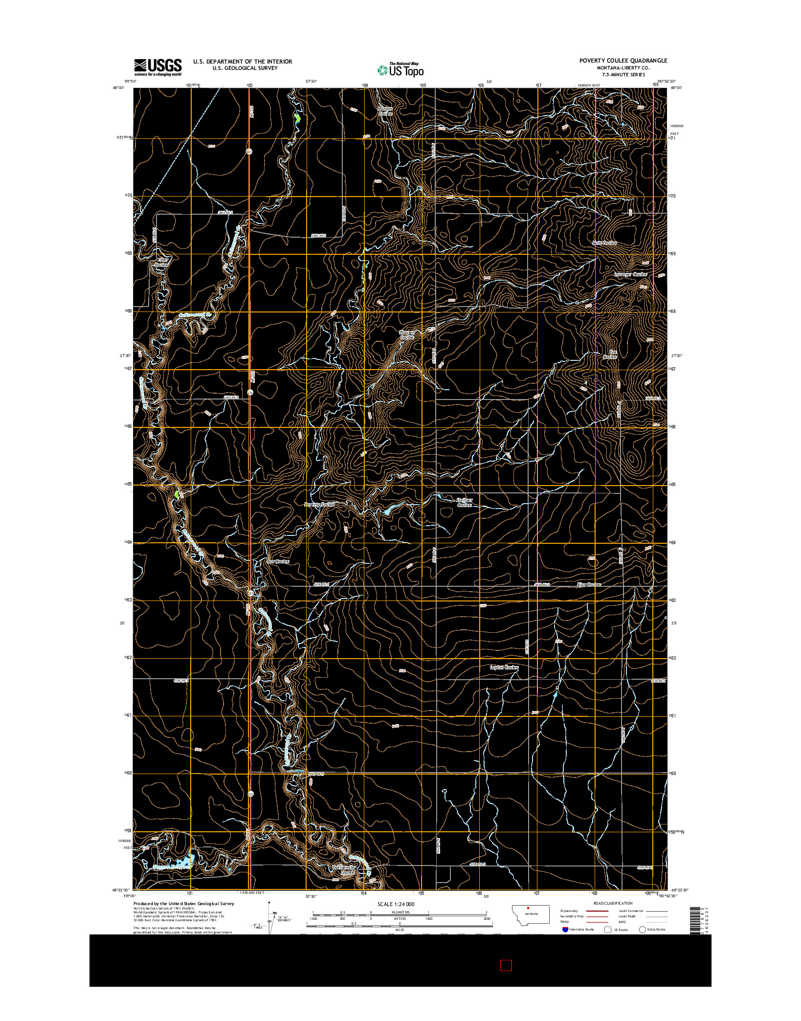 USGS US TOPO 7.5-MINUTE MAP FOR POVERTY COULEE, MT 2014
