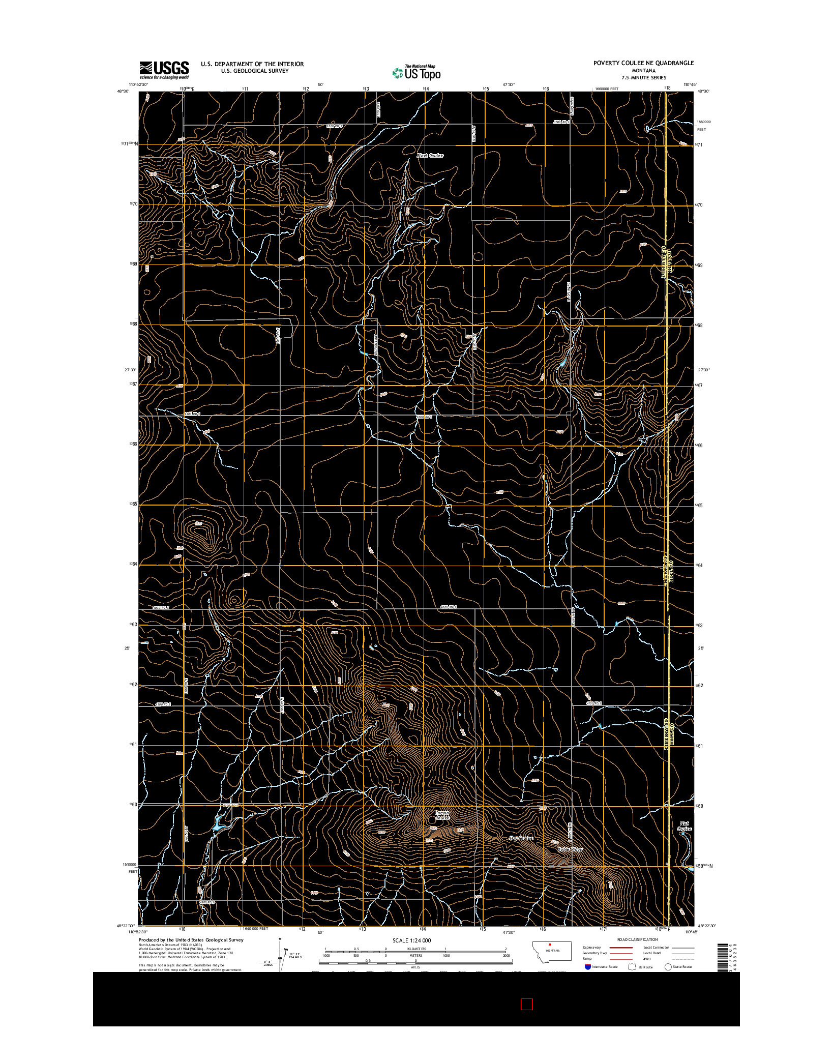 USGS US TOPO 7.5-MINUTE MAP FOR POVERTY COULEE NE, MT 2014