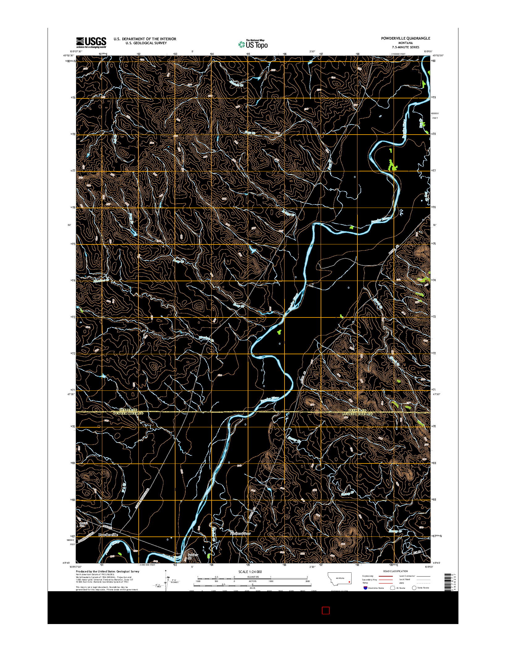 USGS US TOPO 7.5-MINUTE MAP FOR POWDERVILLE, MT 2014