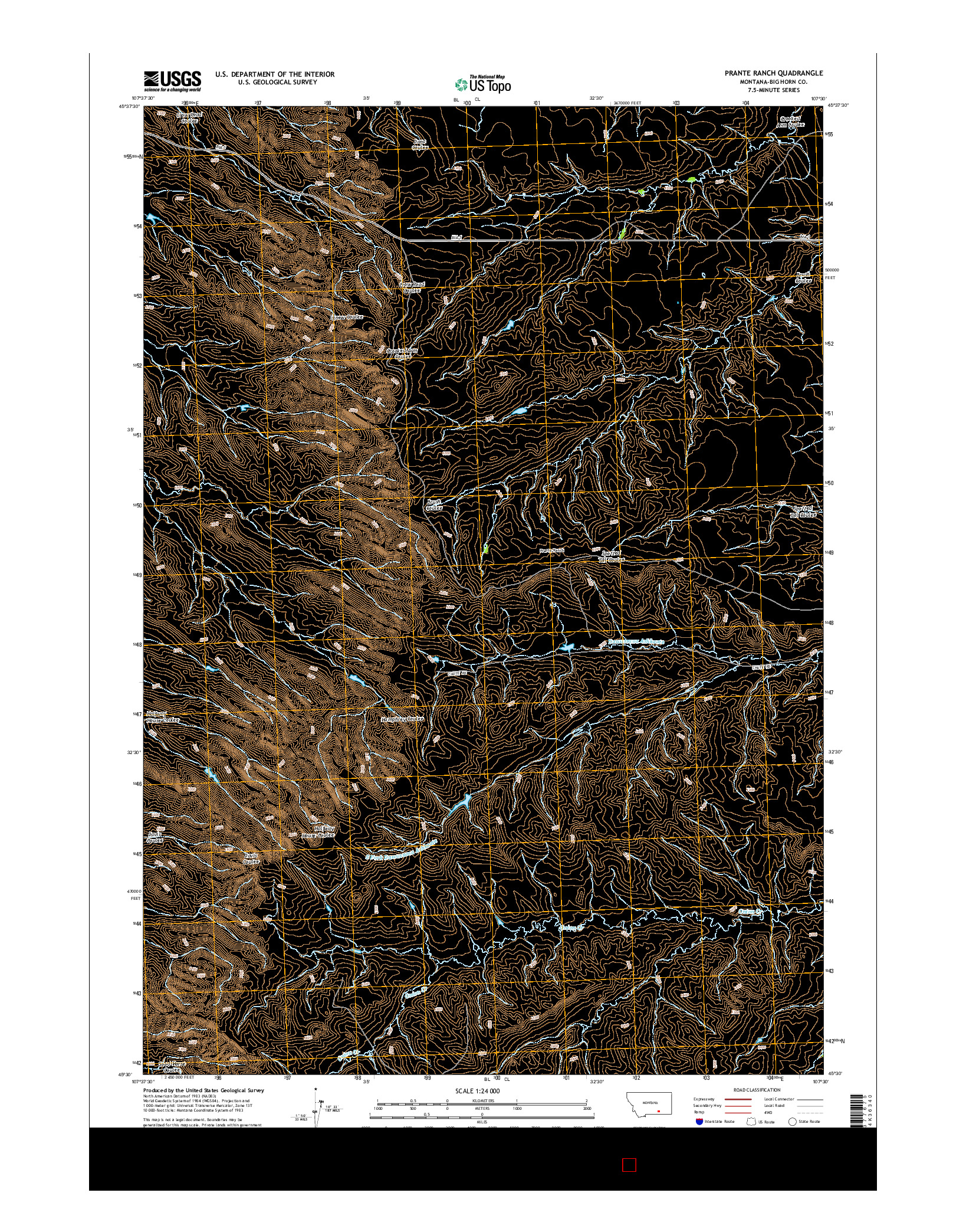 USGS US TOPO 7.5-MINUTE MAP FOR PRANTE RANCH, MT 2014