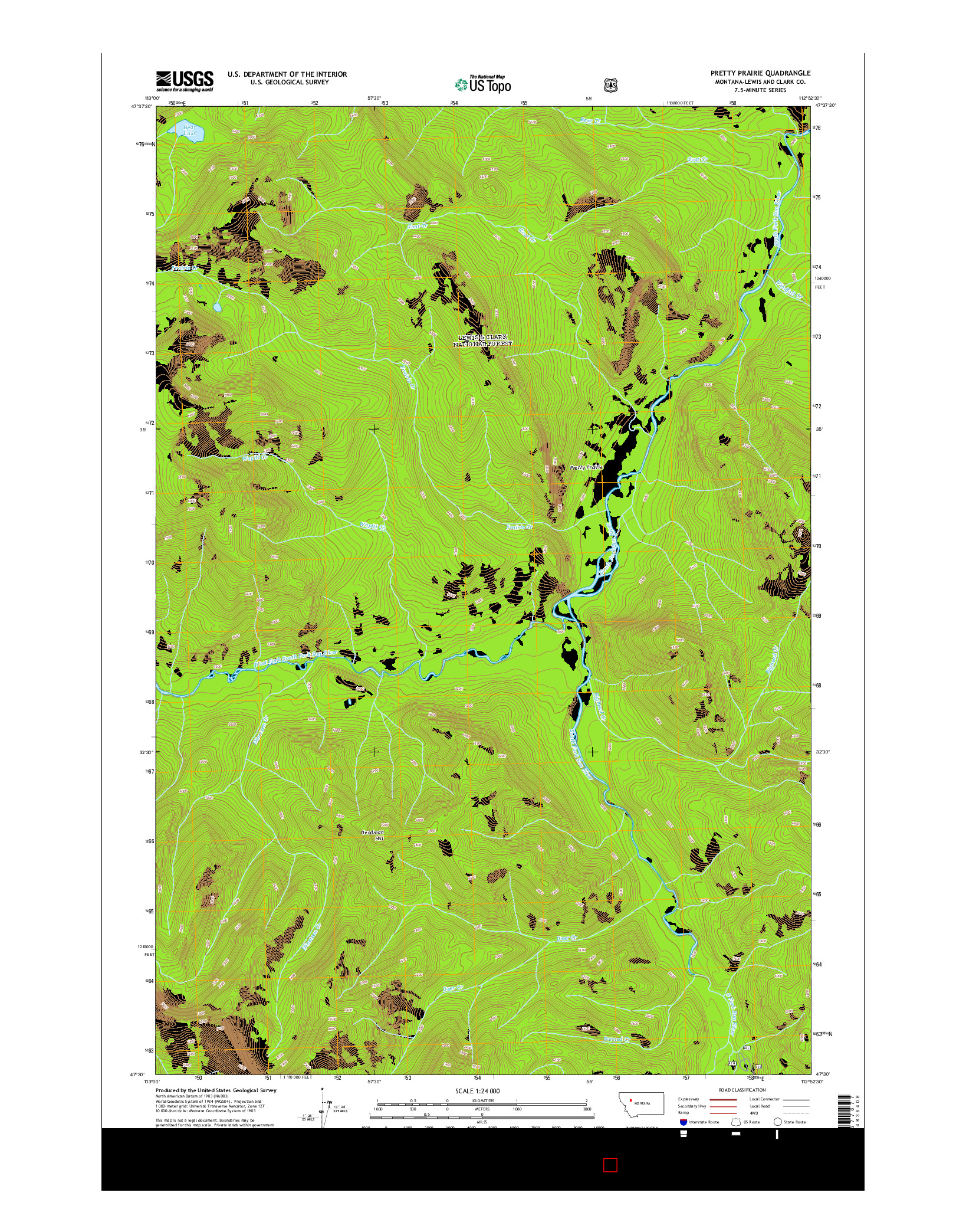 USGS US TOPO 7.5-MINUTE MAP FOR PRETTY PRAIRIE, MT 2014