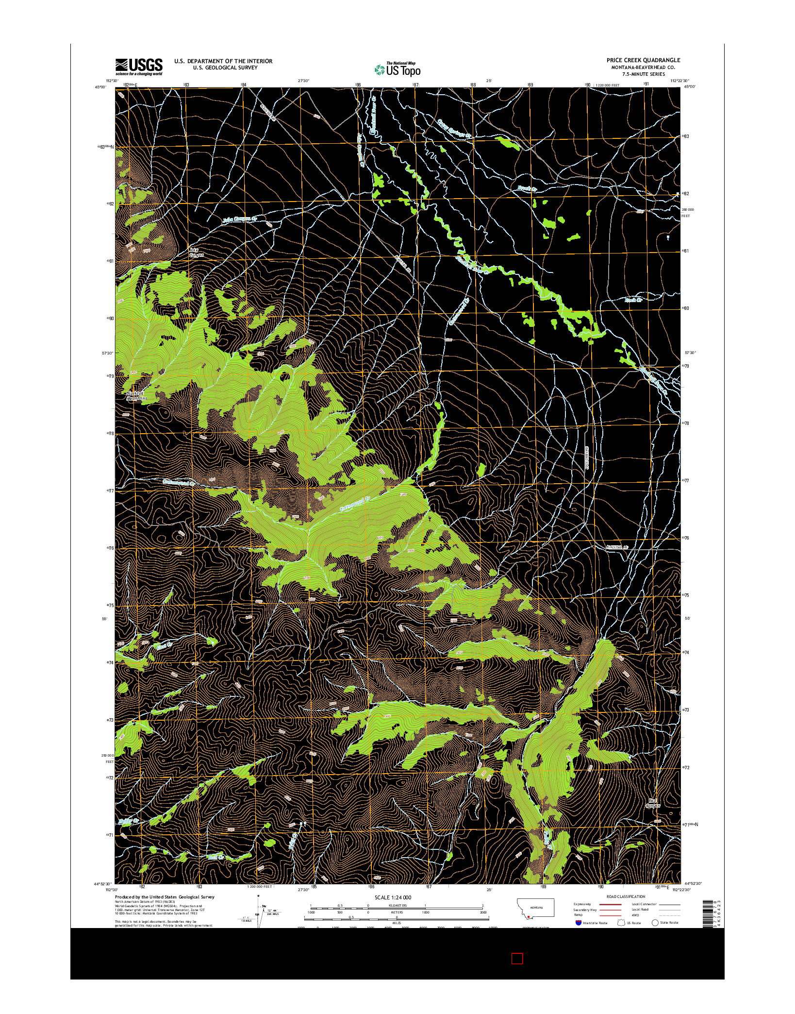 USGS US TOPO 7.5-MINUTE MAP FOR PRICE CREEK, MT 2014