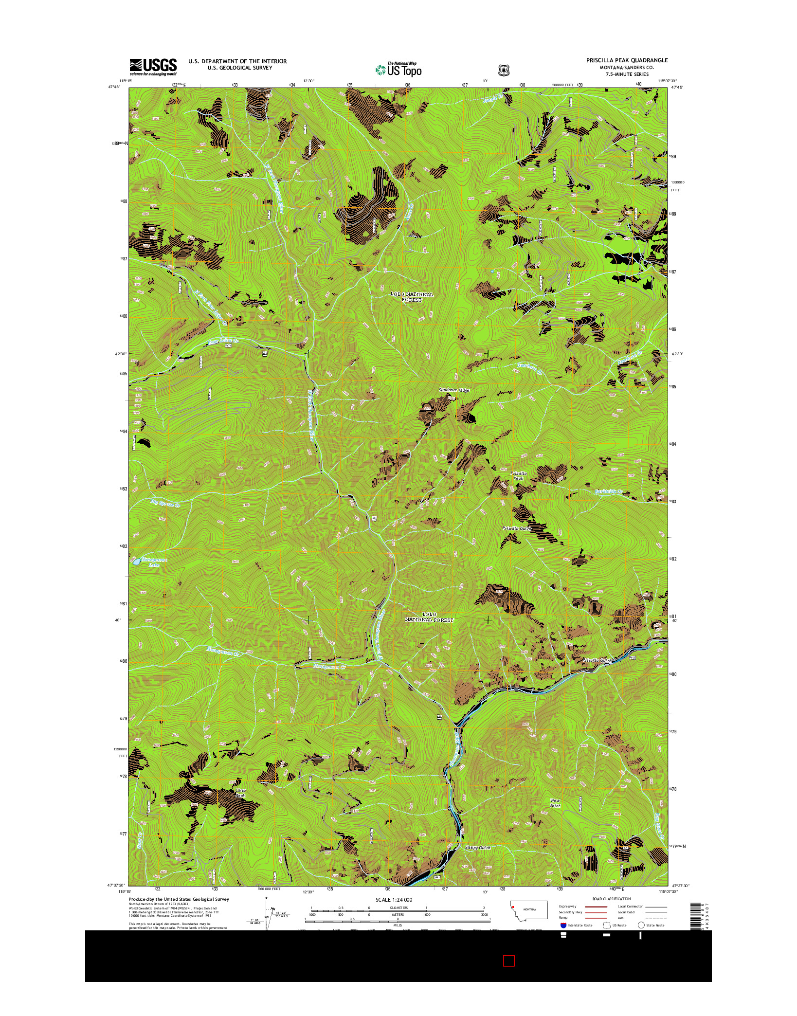USGS US TOPO 7.5-MINUTE MAP FOR PRISCILLA PEAK, MT 2014