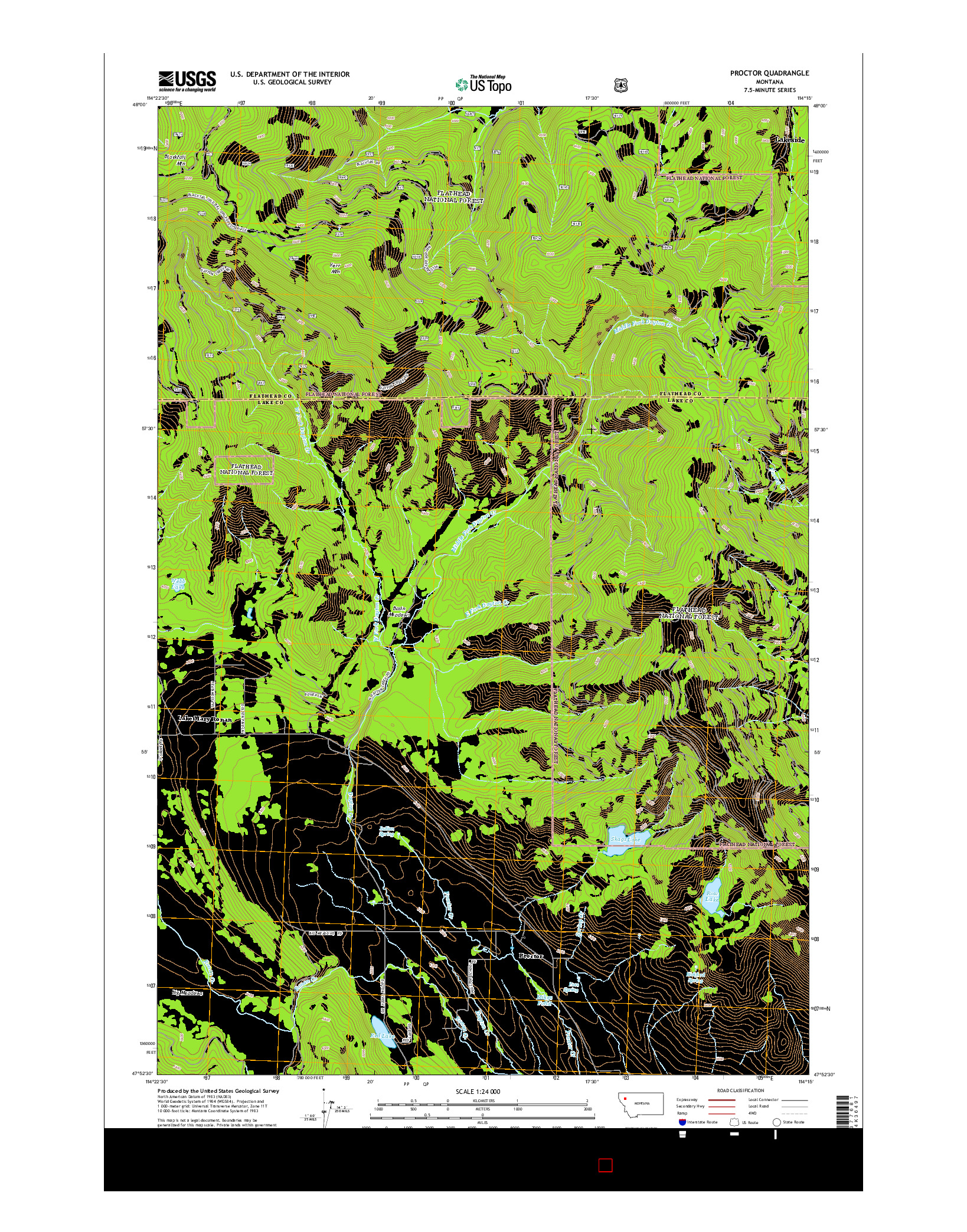 USGS US TOPO 7.5-MINUTE MAP FOR PROCTOR, MT 2014