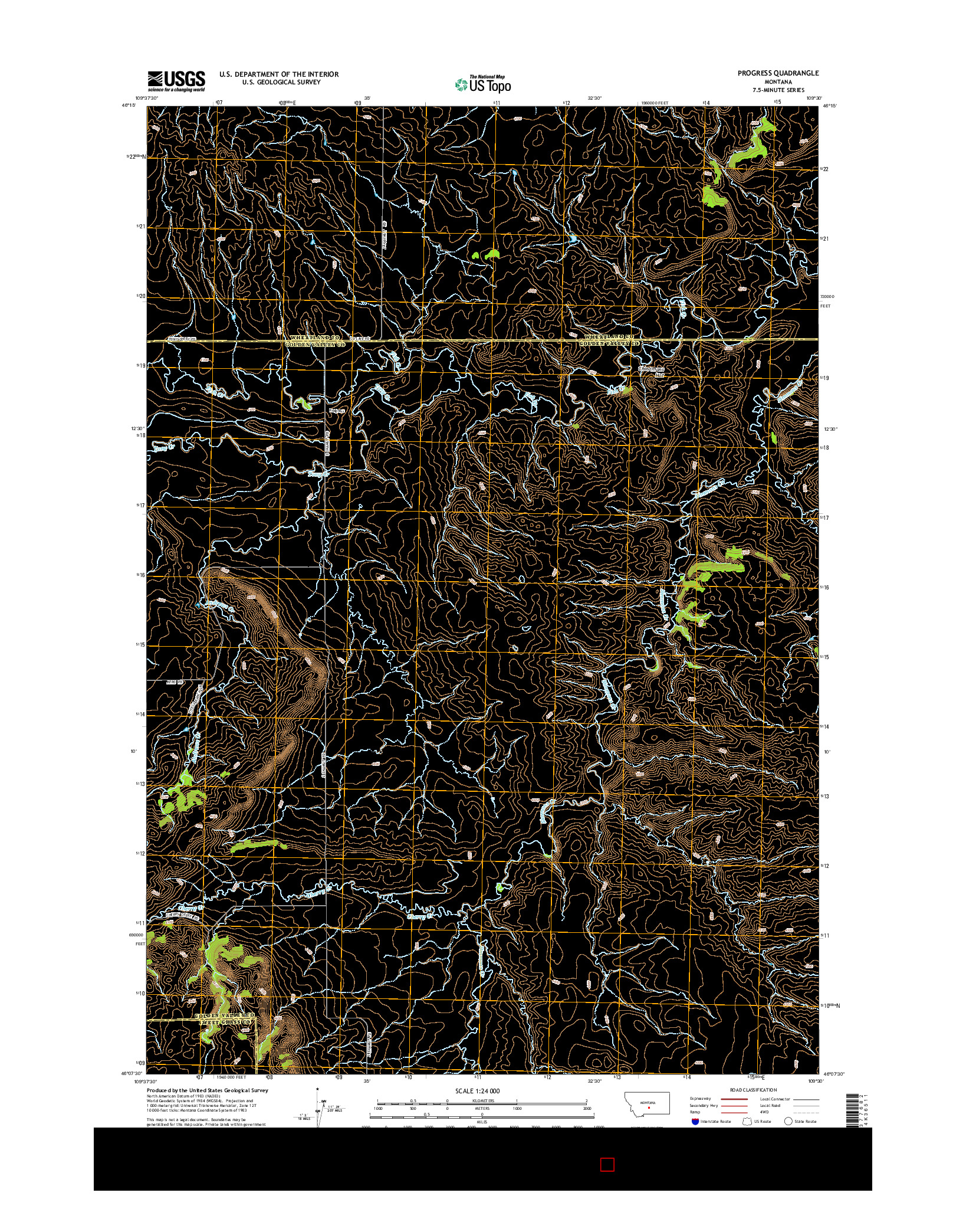 USGS US TOPO 7.5-MINUTE MAP FOR PROGRESS, MT 2014