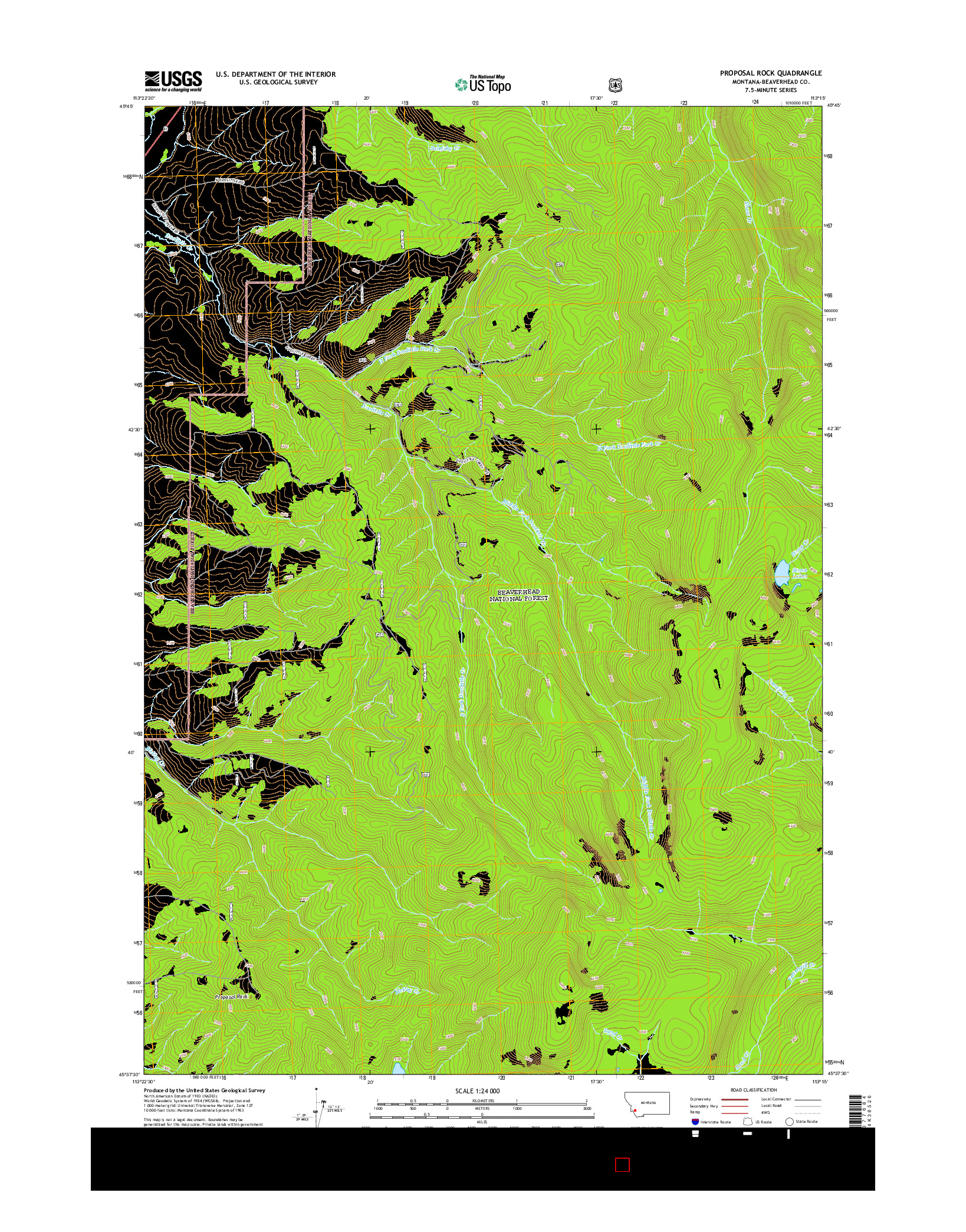 USGS US TOPO 7.5-MINUTE MAP FOR PROPOSAL ROCK, MT 2014