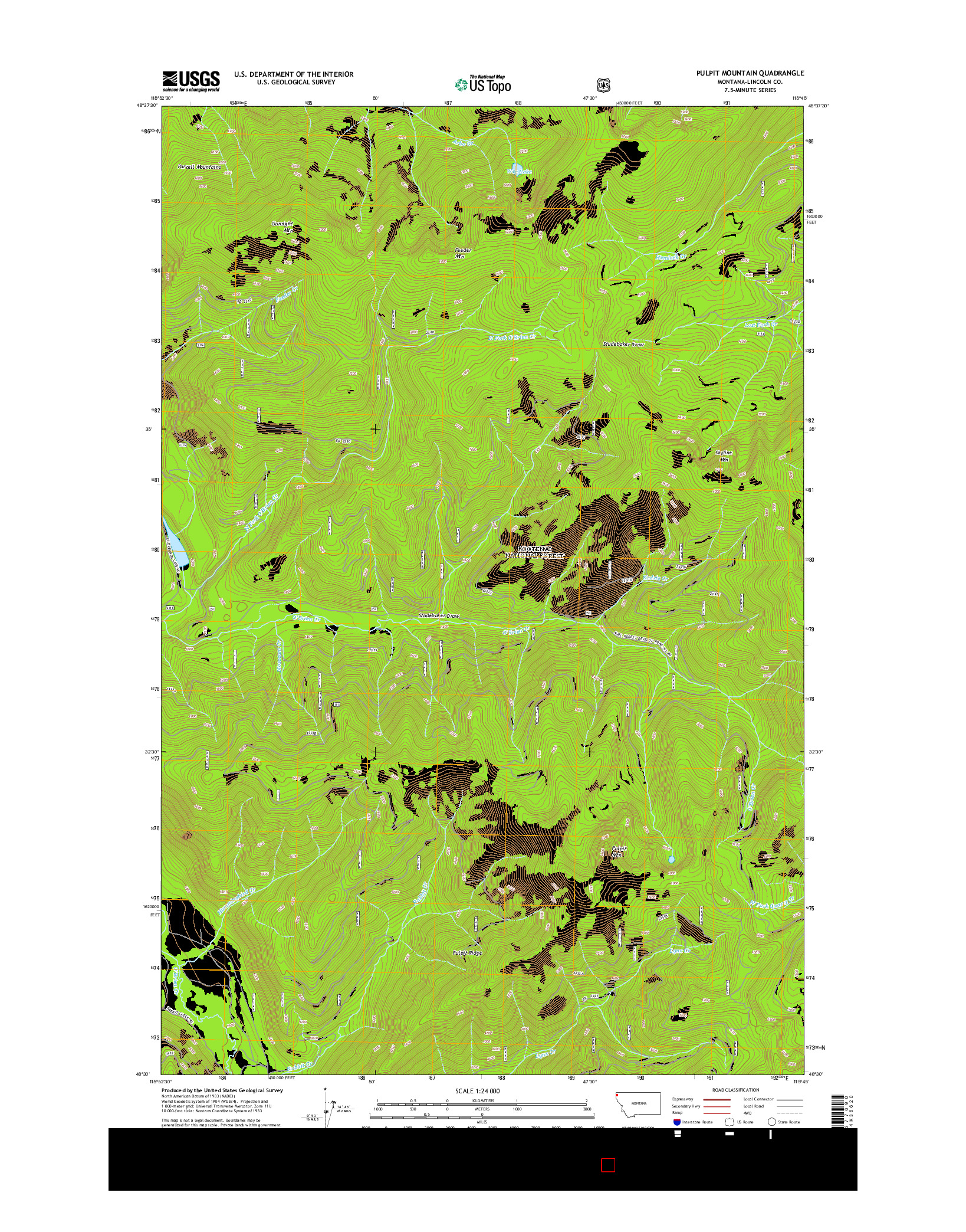 USGS US TOPO 7.5-MINUTE MAP FOR PULPIT MOUNTAIN, MT 2014