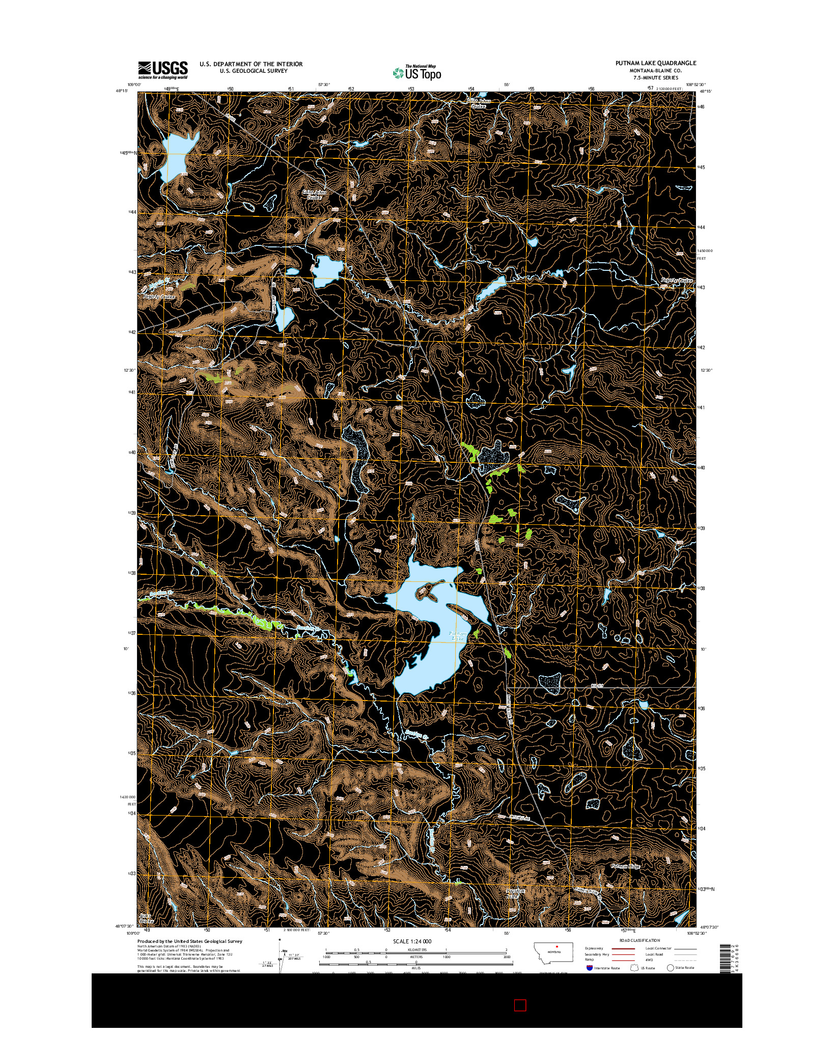 USGS US TOPO 7.5-MINUTE MAP FOR PUTNAM LAKE, MT 2014