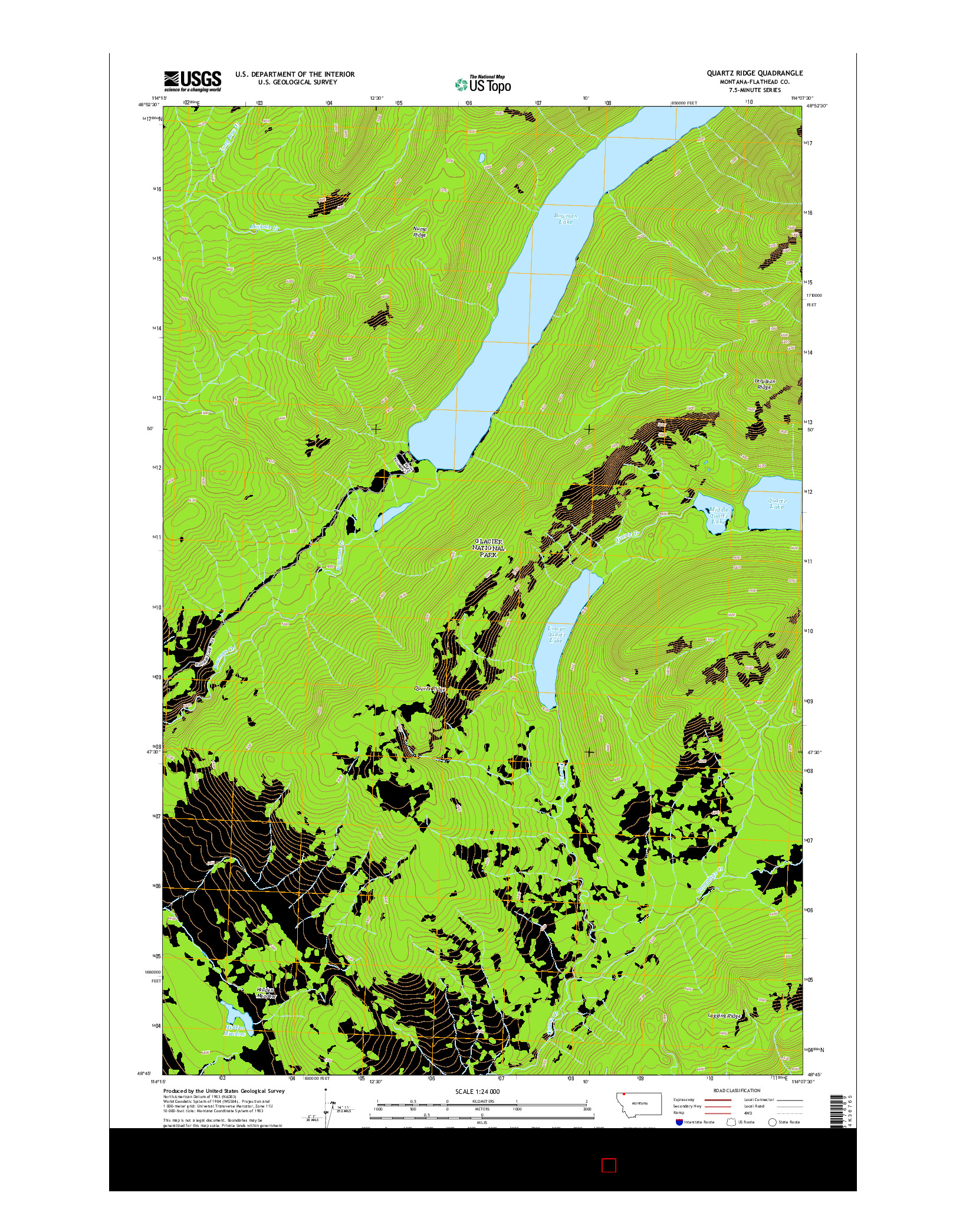 USGS US TOPO 7.5-MINUTE MAP FOR QUARTZ RIDGE, MT 2014