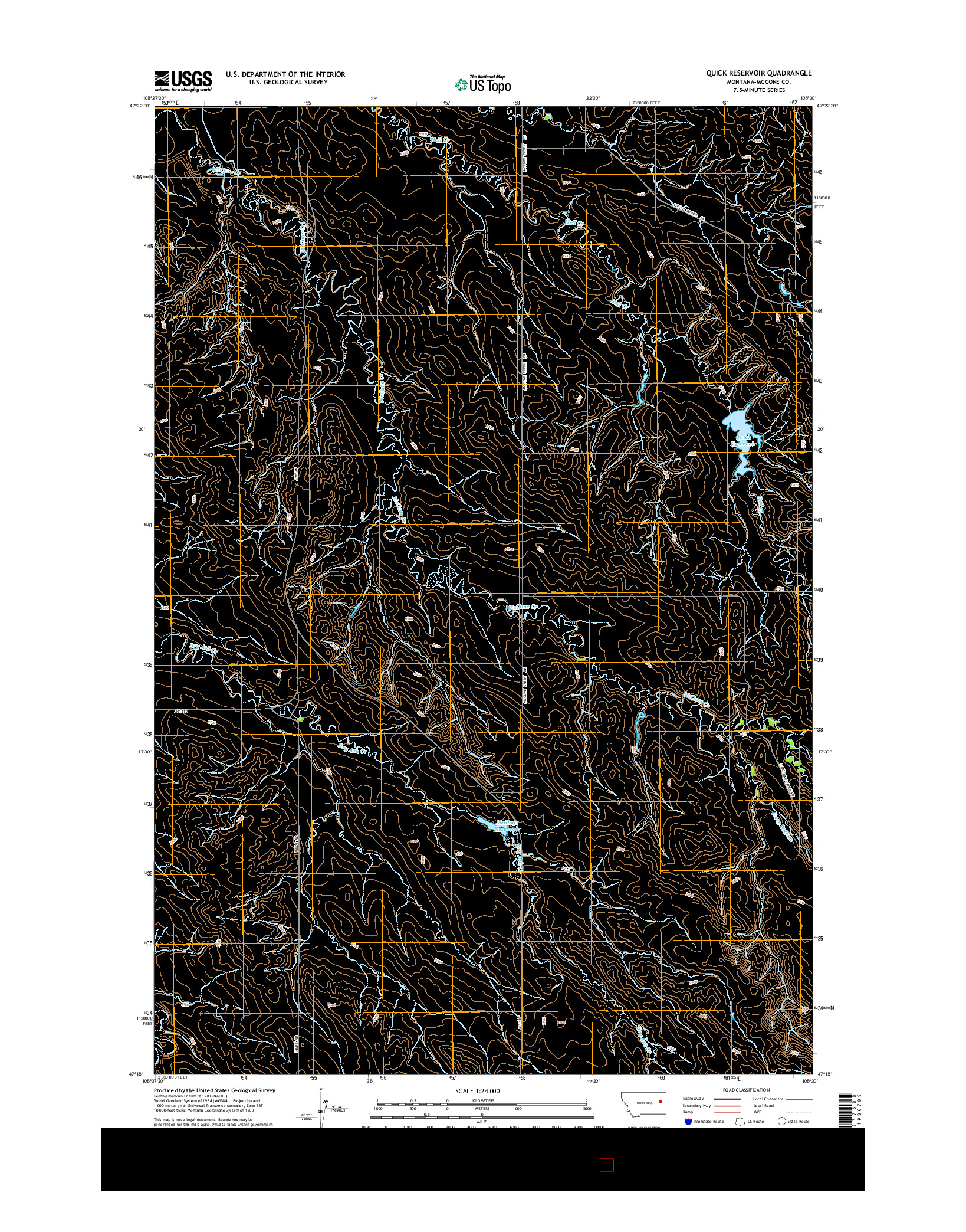 USGS US TOPO 7.5-MINUTE MAP FOR QUICK RESERVOIR, MT 2014