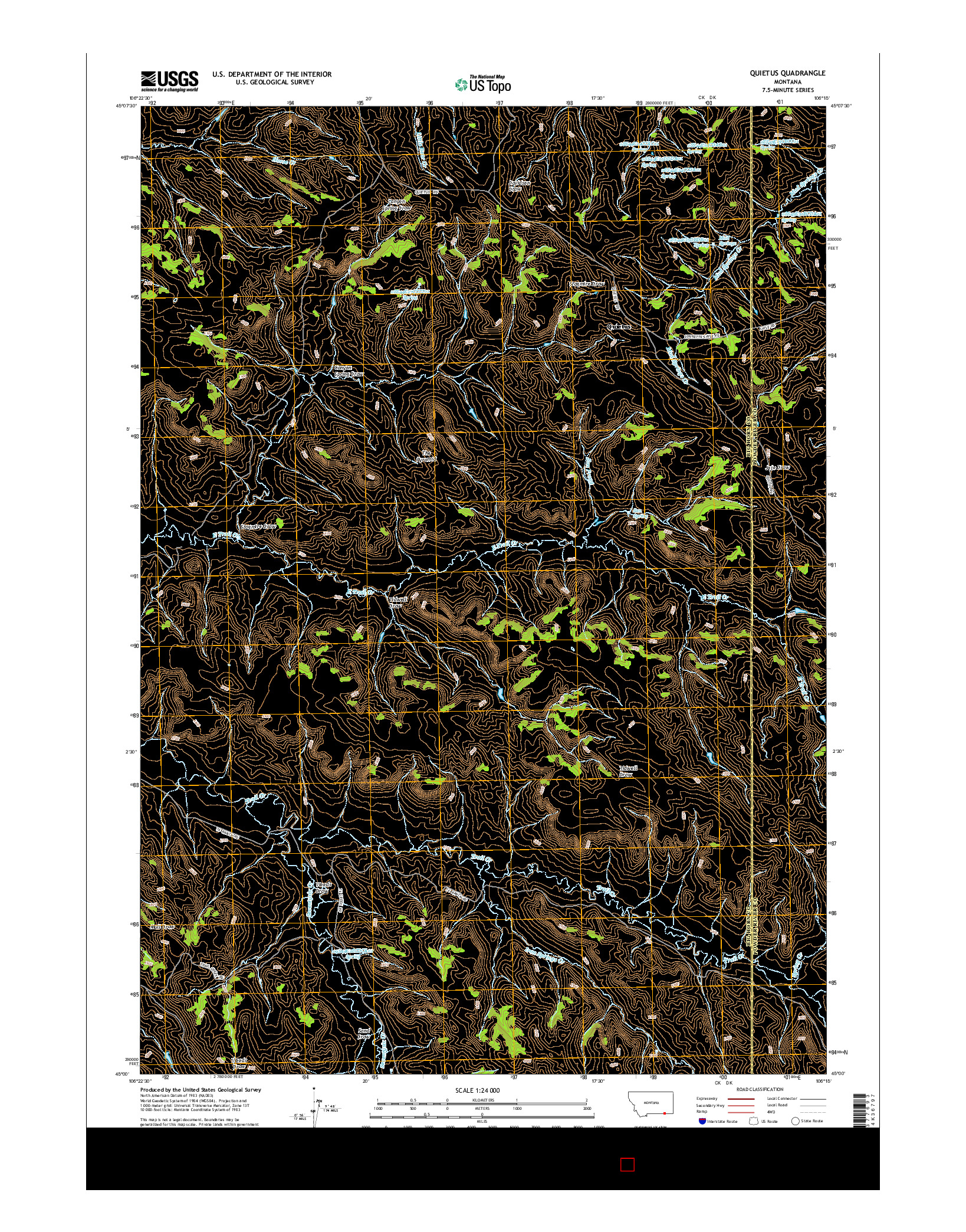 USGS US TOPO 7.5-MINUTE MAP FOR QUIETUS, MT 2014