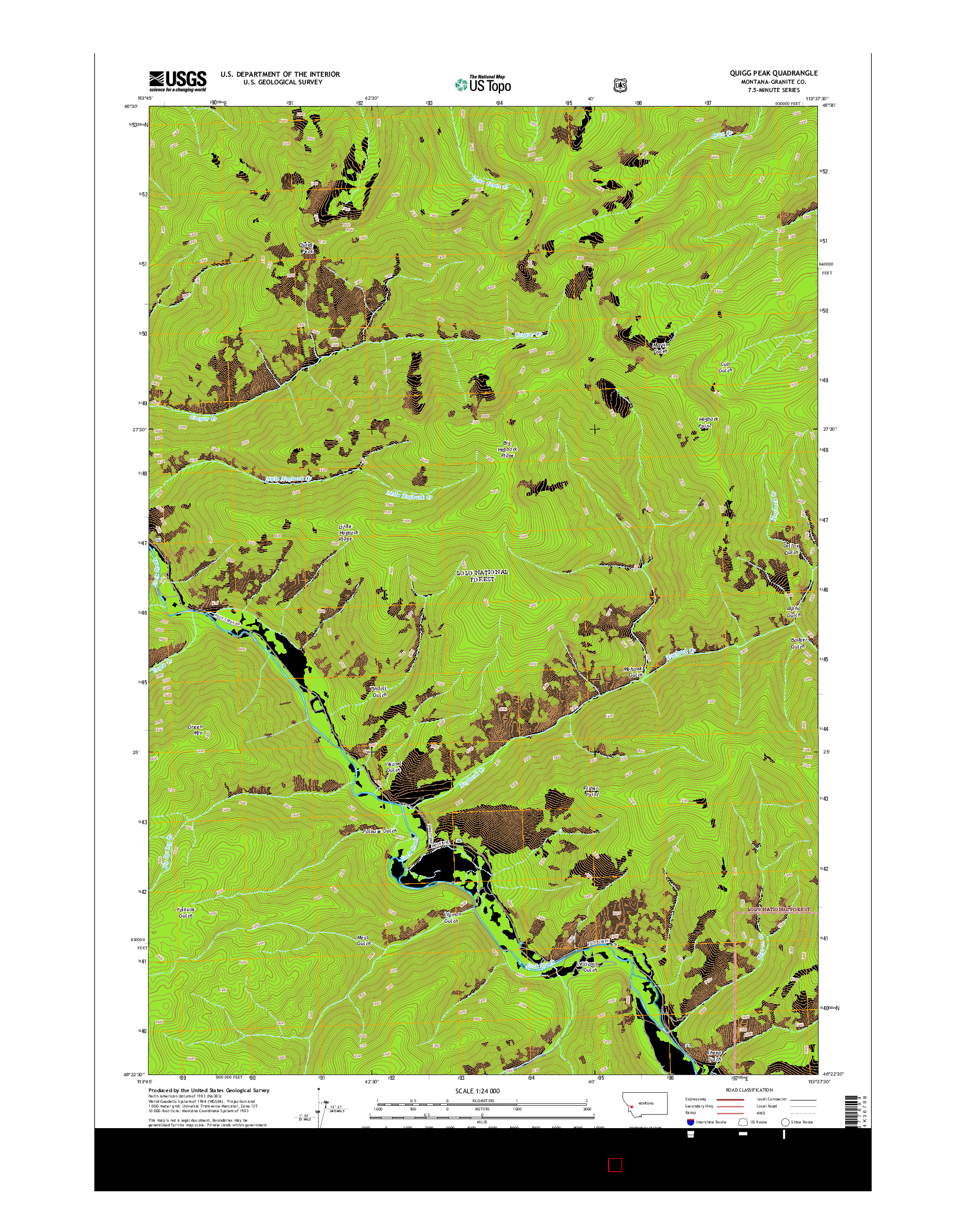 USGS US TOPO 7.5-MINUTE MAP FOR QUIGG PEAK, MT 2014