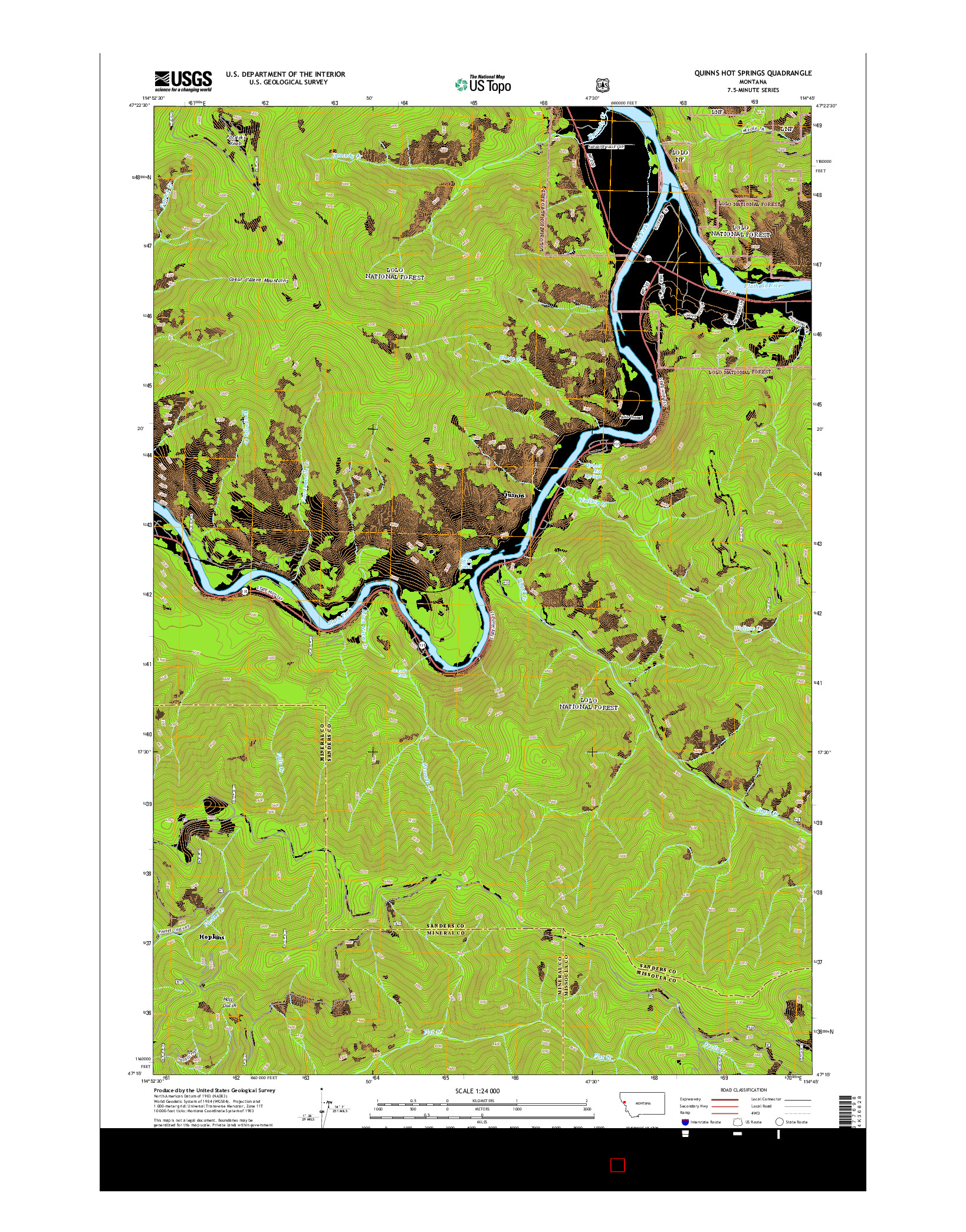 USGS US TOPO 7.5-MINUTE MAP FOR QUINNS HOT SPRINGS, MT 2014