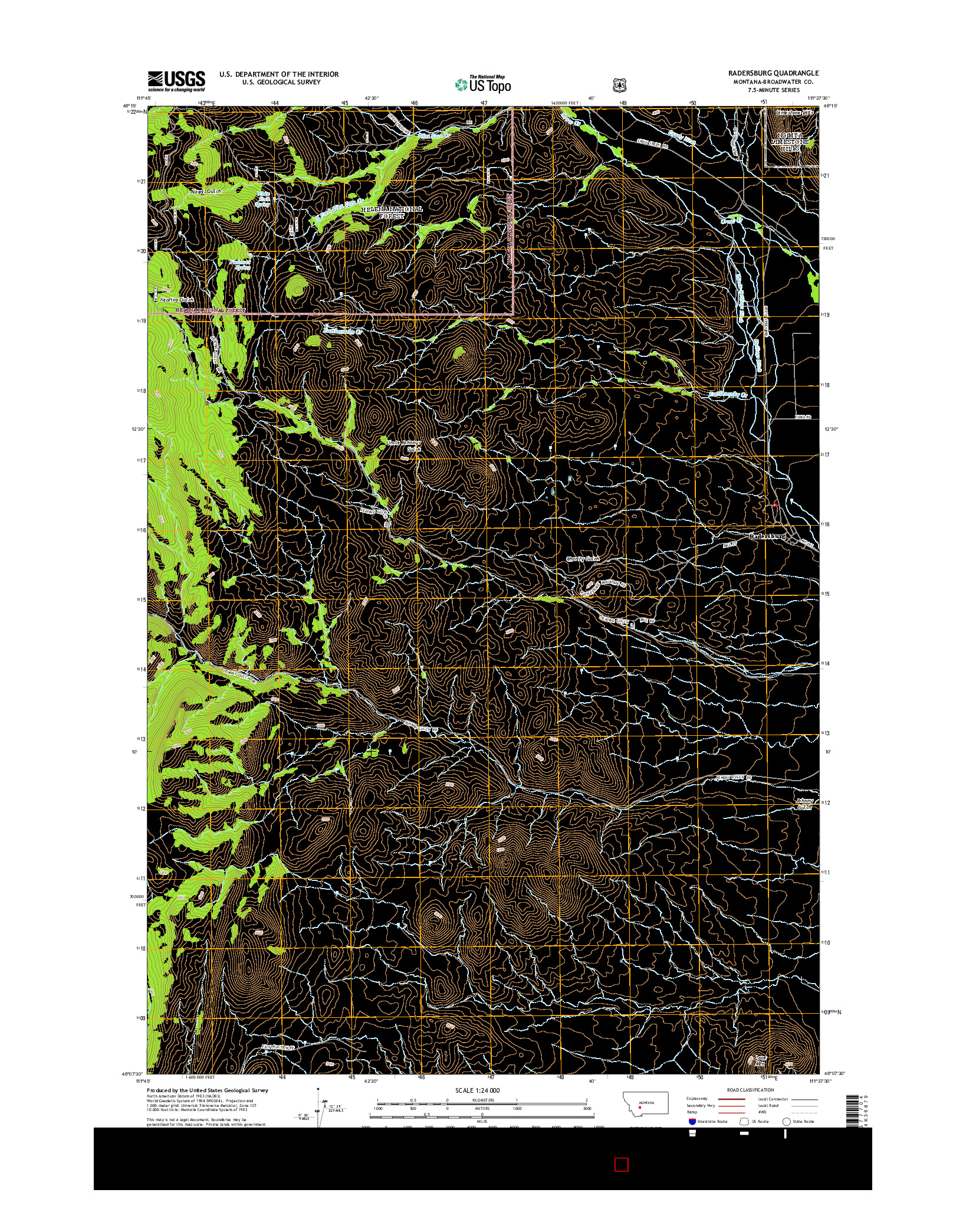USGS US TOPO 7.5-MINUTE MAP FOR RADERSBURG, MT 2014