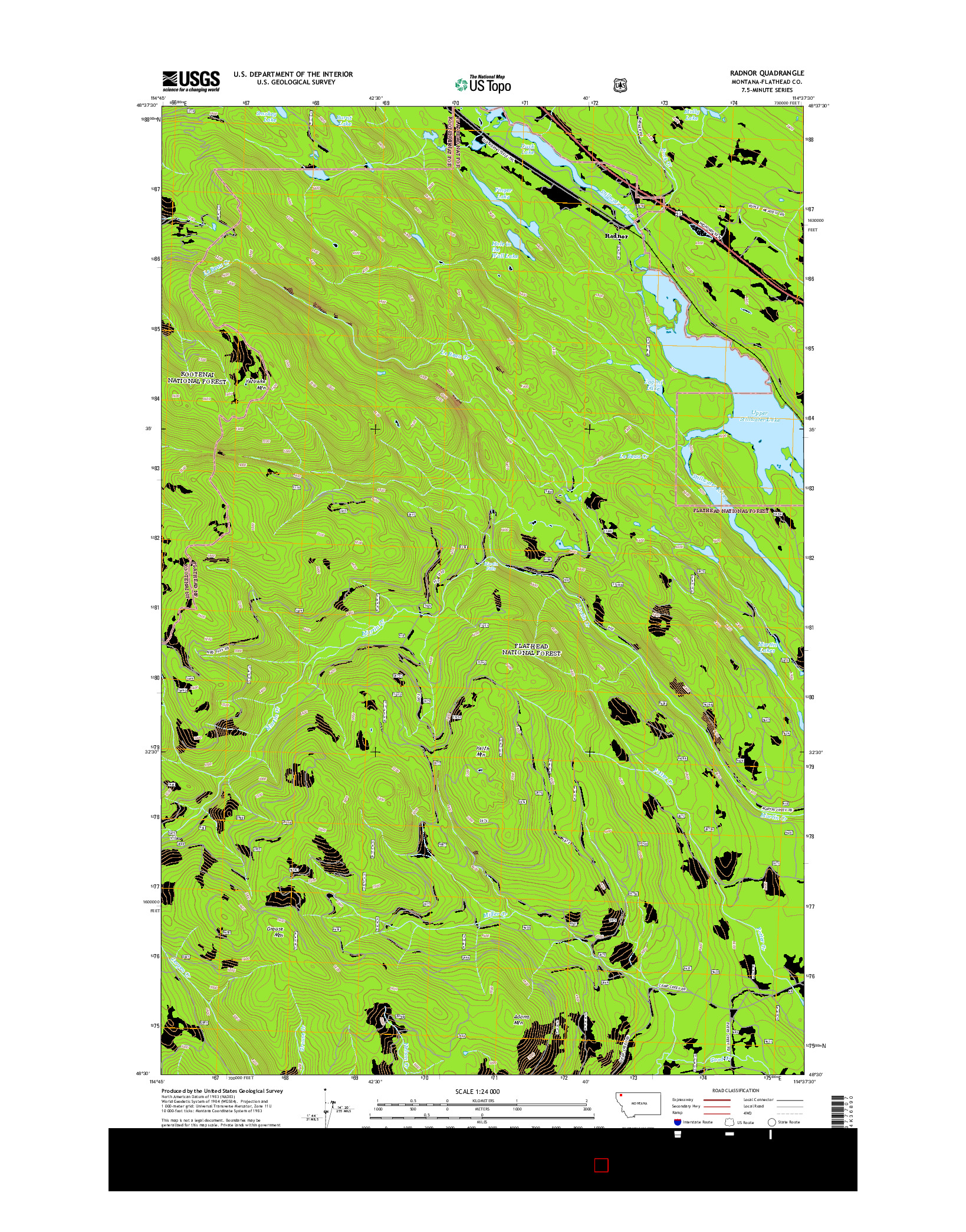 USGS US TOPO 7.5-MINUTE MAP FOR RADNOR, MT 2014