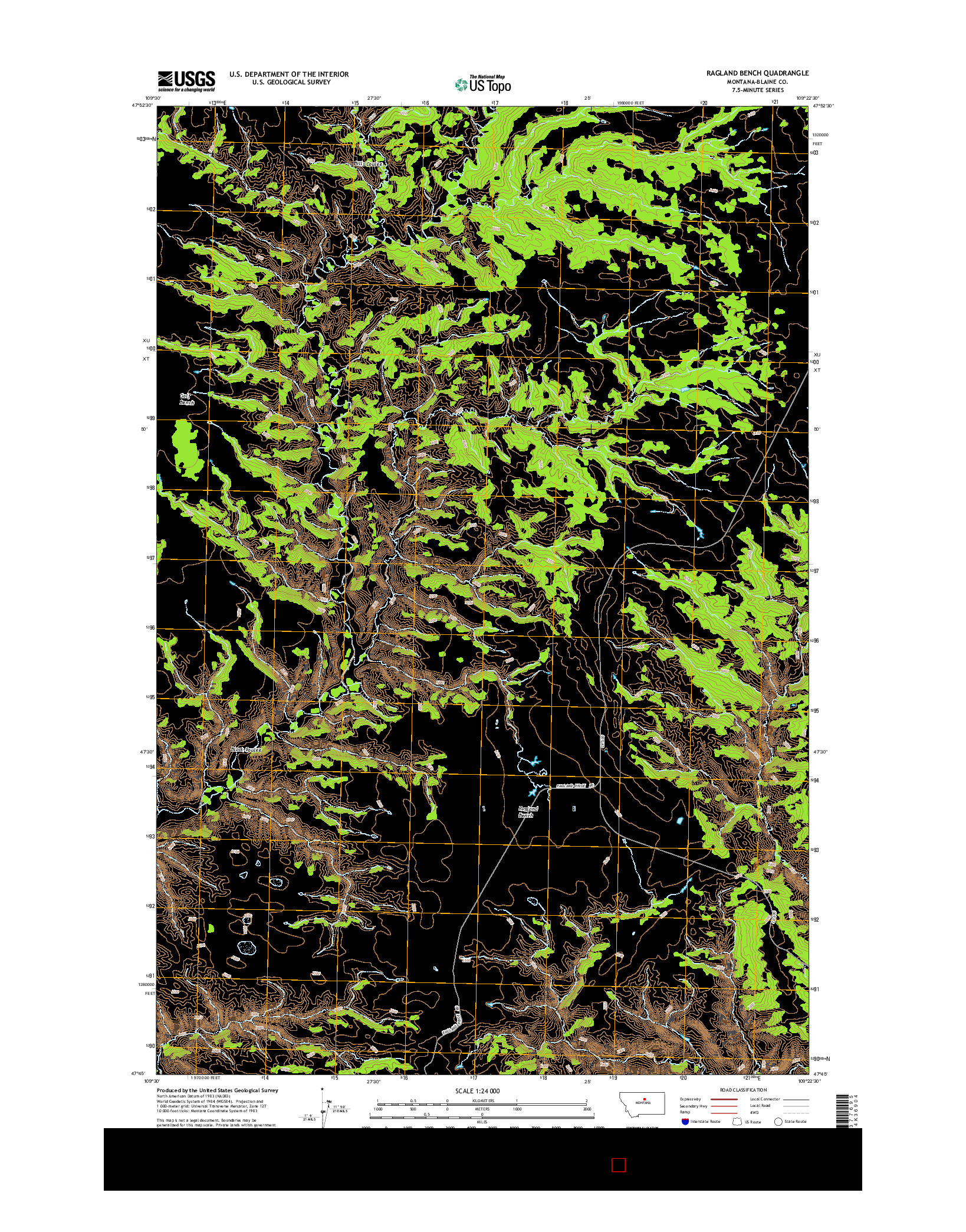 USGS US TOPO 7.5-MINUTE MAP FOR RAGLAND BENCH, MT 2014
