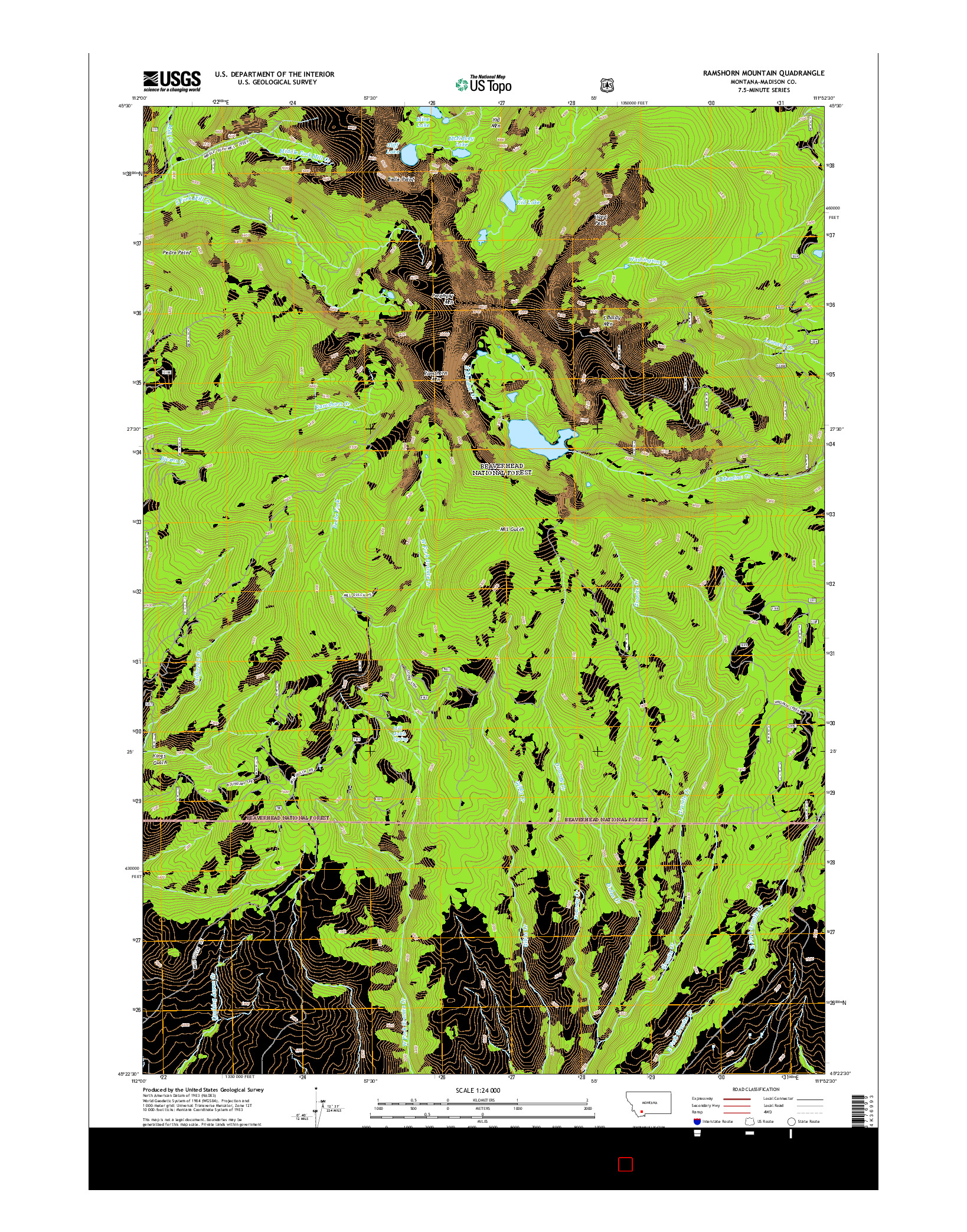 USGS US TOPO 7.5-MINUTE MAP FOR RAMSHORN MOUNTAIN, MT 2014