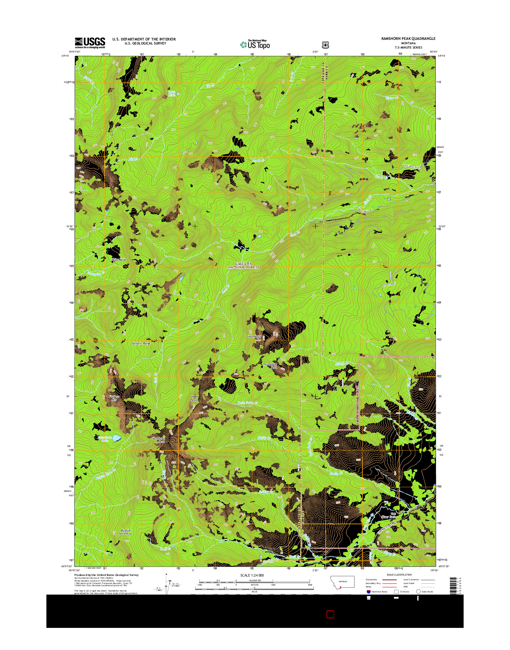 USGS US TOPO 7.5-MINUTE MAP FOR RAMSHORN PEAK, MT 2014
