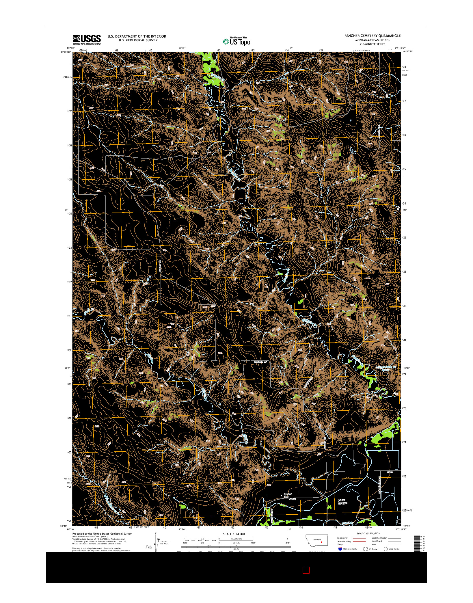 USGS US TOPO 7.5-MINUTE MAP FOR RANCHER CEMETERY, MT 2014