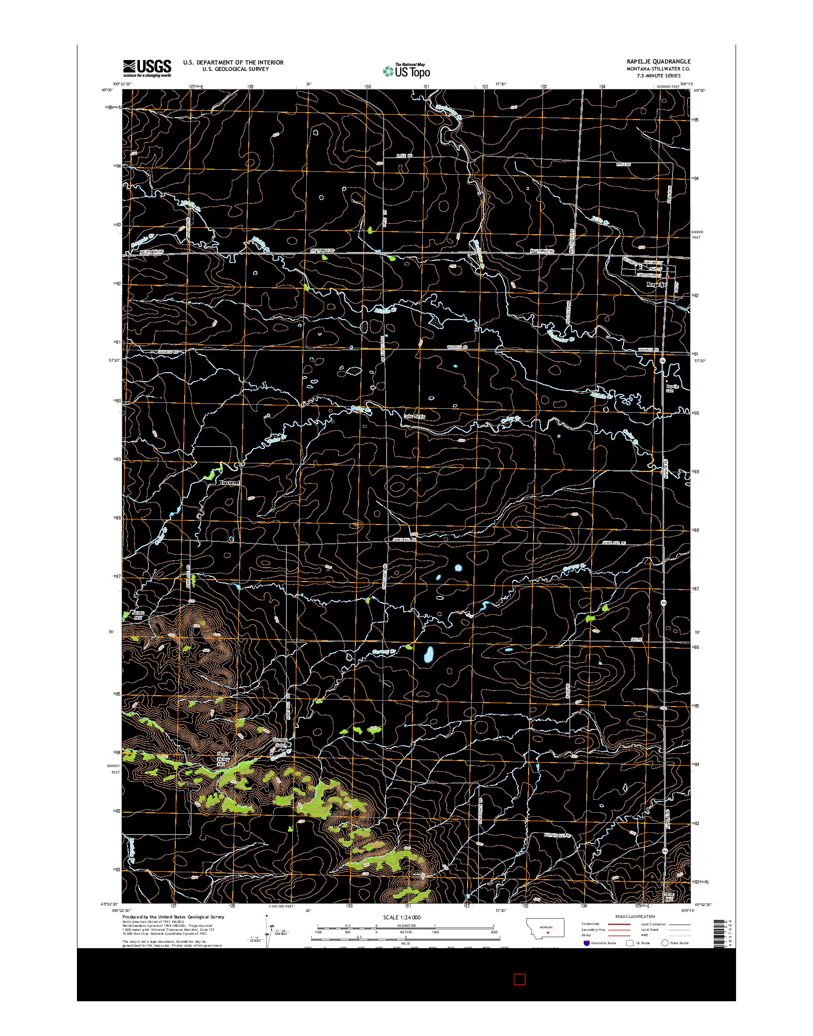 USGS US TOPO 7.5-MINUTE MAP FOR RAPELJE, MT 2014