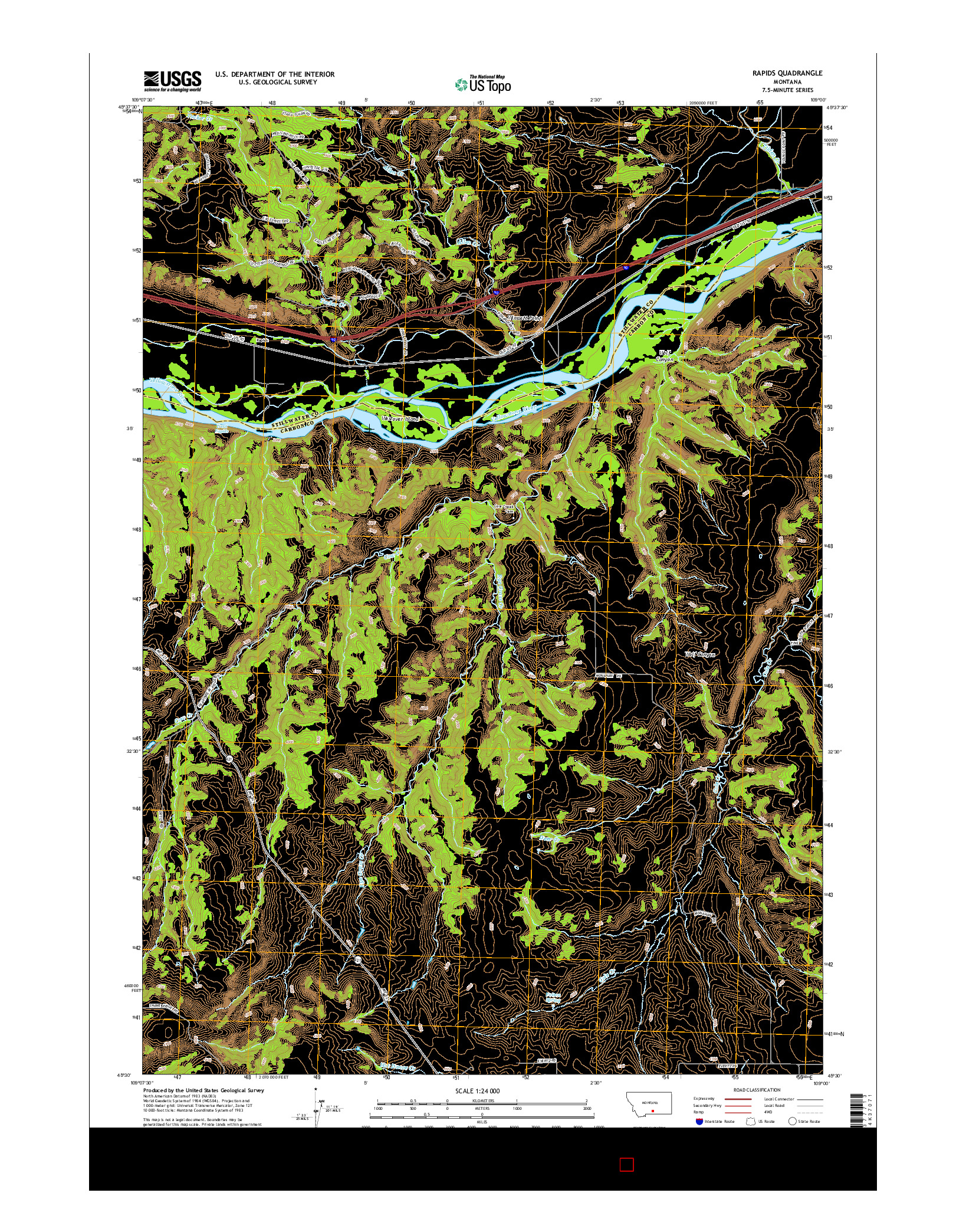 USGS US TOPO 7.5-MINUTE MAP FOR RAPIDS, MT 2014