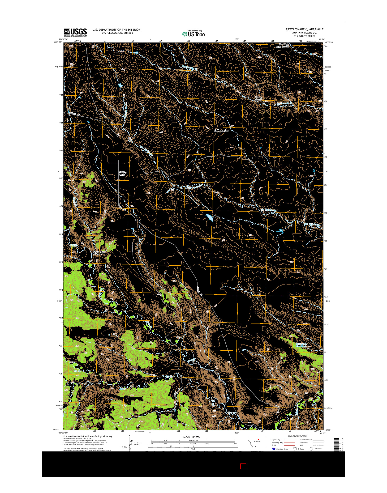 USGS US TOPO 7.5-MINUTE MAP FOR RATTLESNAKE, MT 2014