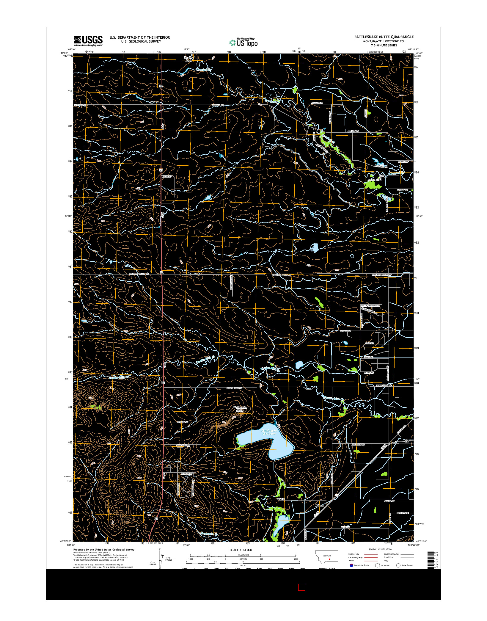 USGS US TOPO 7.5-MINUTE MAP FOR RATTLESNAKE BUTTE, MT 2014