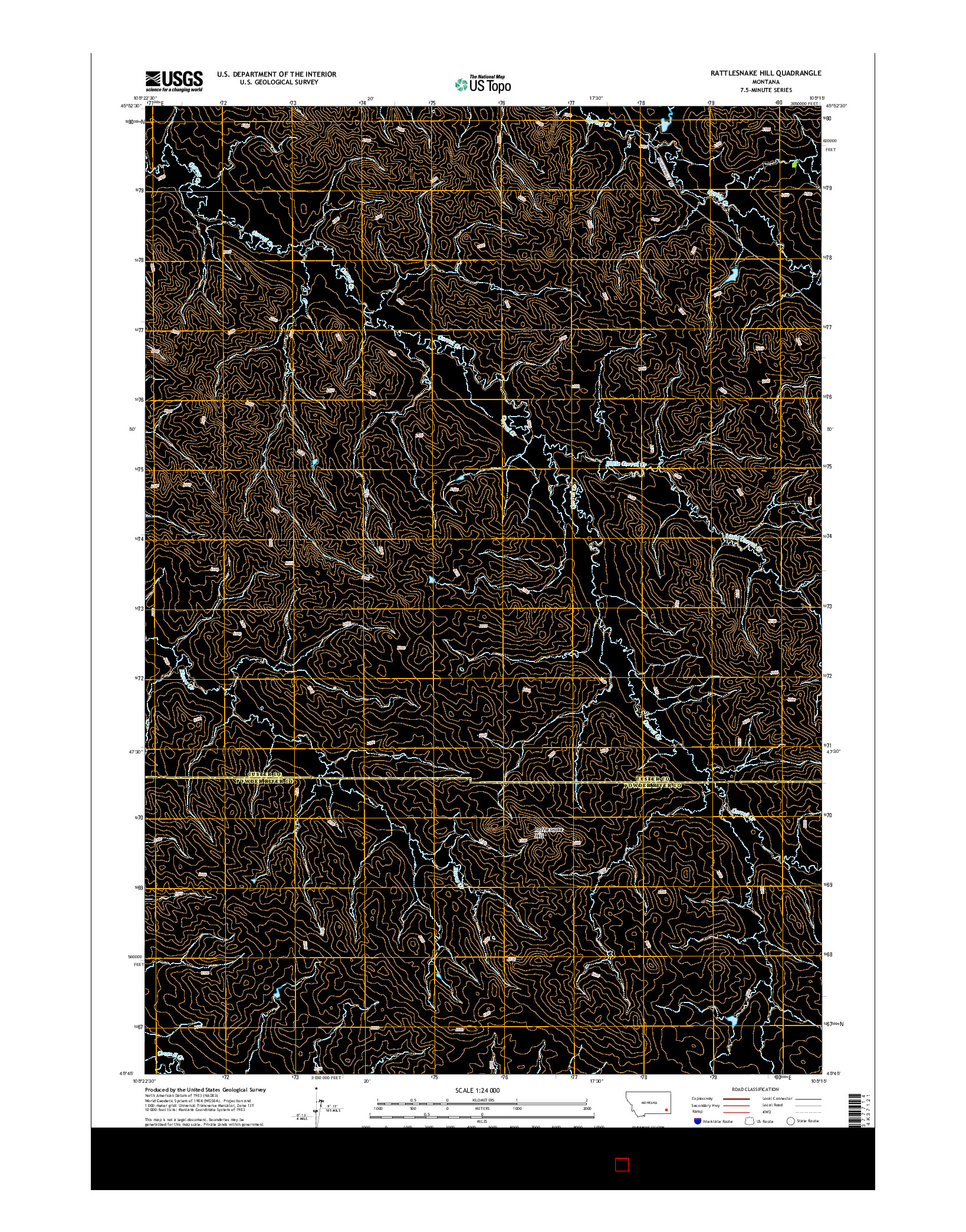 USGS US TOPO 7.5-MINUTE MAP FOR RATTLESNAKE HILL, MT 2014