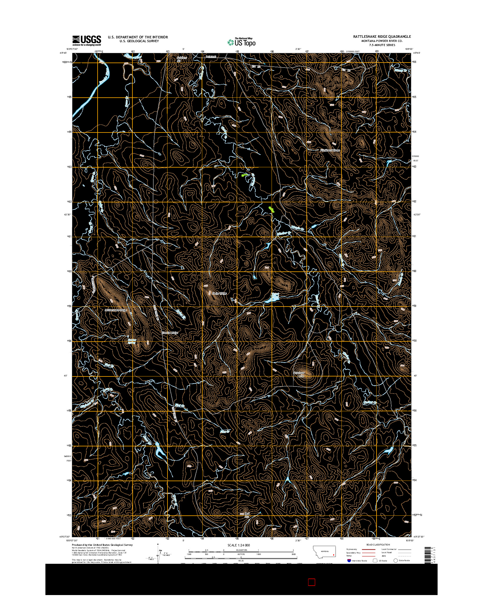 USGS US TOPO 7.5-MINUTE MAP FOR RATTLESNAKE RIDGE, MT 2014