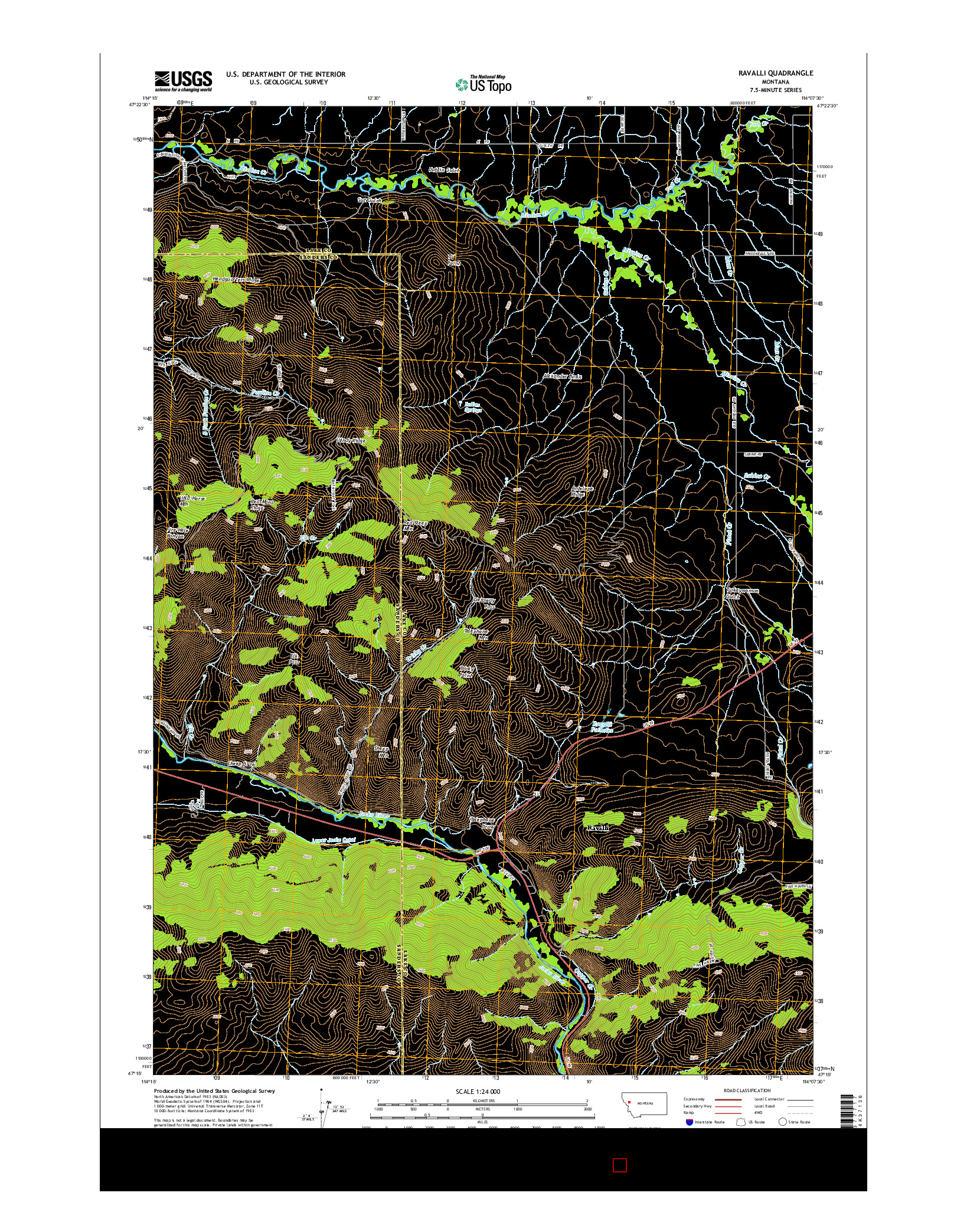 USGS US TOPO 7.5-MINUTE MAP FOR RAVALLI, MT 2014