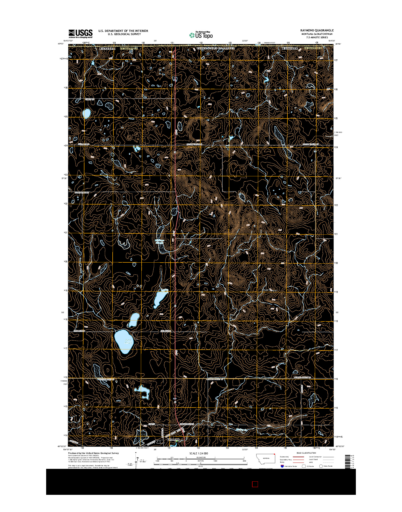 USGS US TOPO 7.5-MINUTE MAP FOR RAYMOND, MT-SK 2014