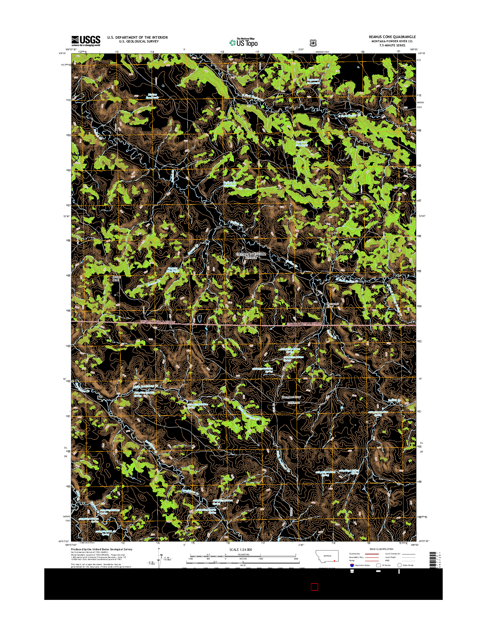 USGS US TOPO 7.5-MINUTE MAP FOR REANUS CONE, MT 2014