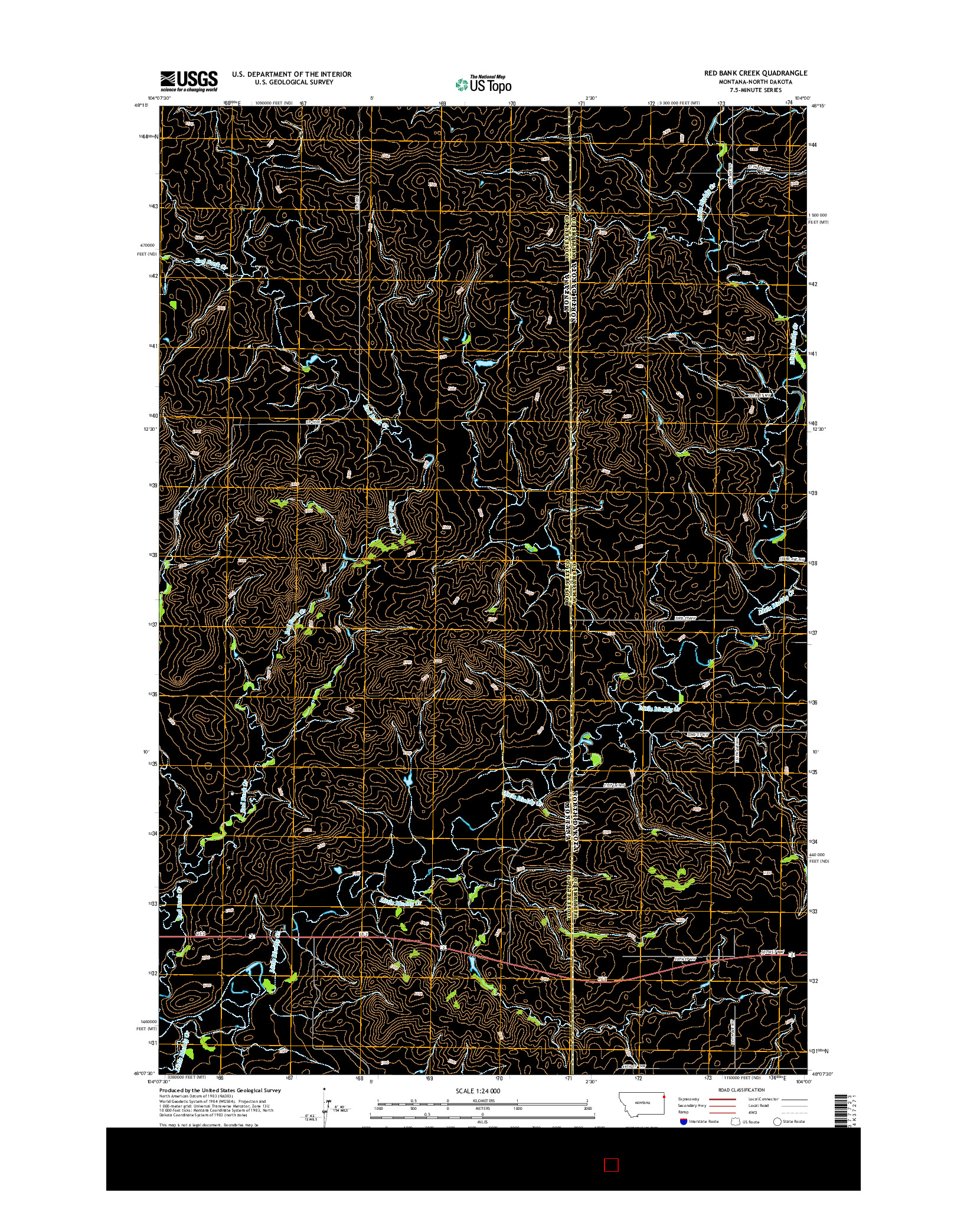 USGS US TOPO 7.5-MINUTE MAP FOR RED BANK CREEK, MT-ND 2014