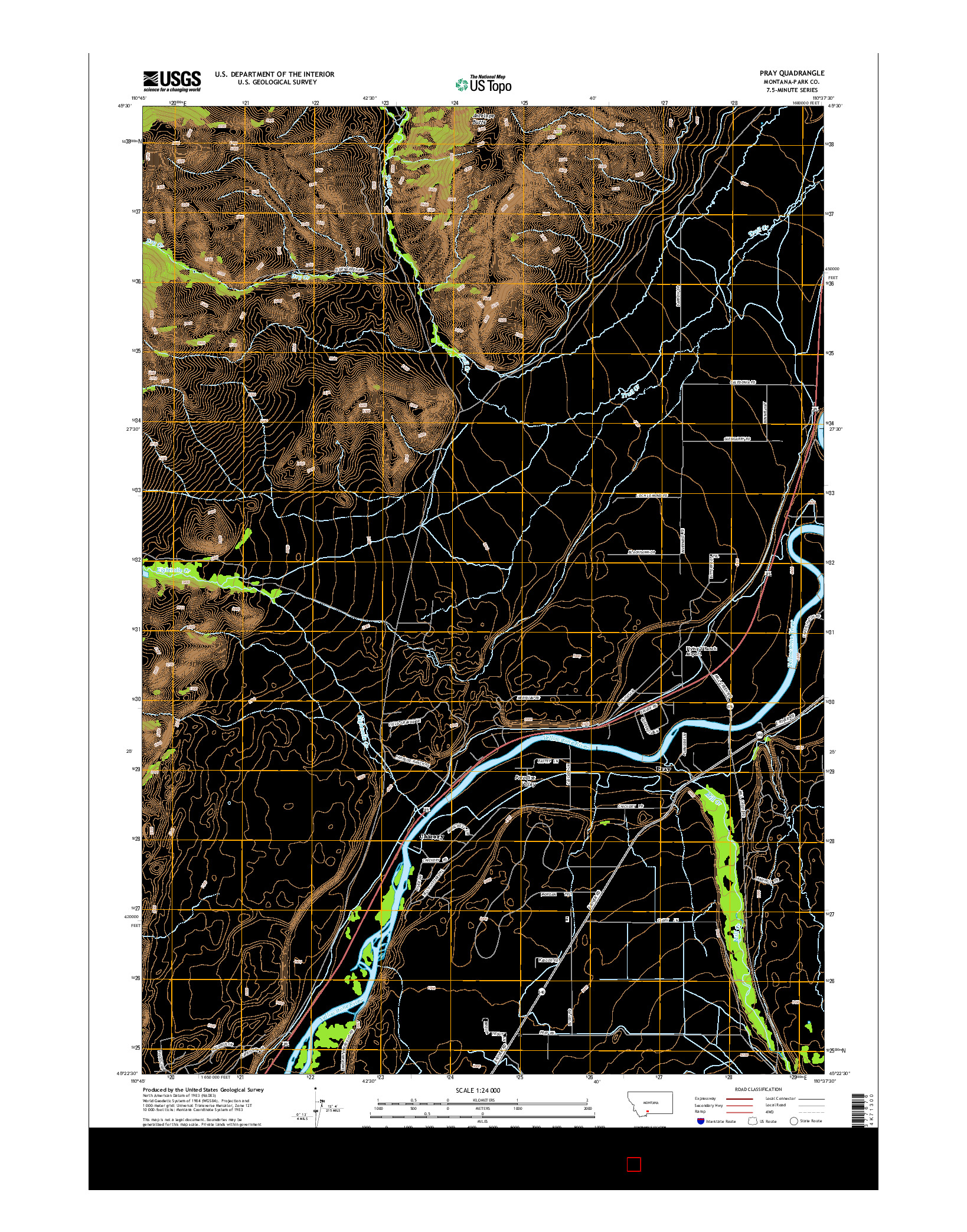 USGS US TOPO 7.5-MINUTE MAP FOR PRAY, MT 2014