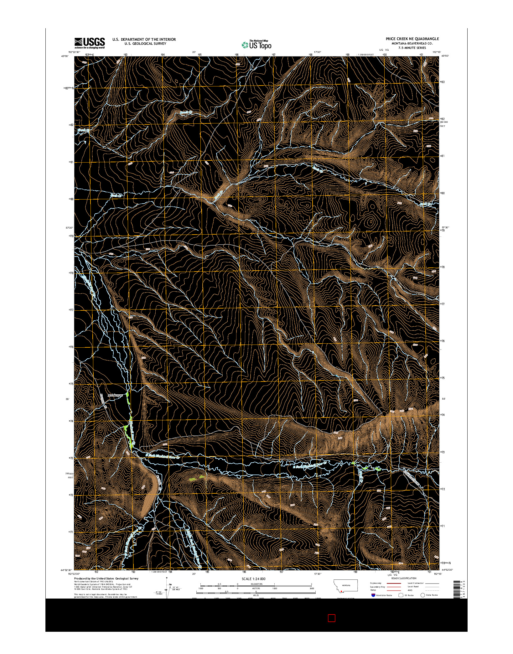 USGS US TOPO 7.5-MINUTE MAP FOR PRICE CREEK NE, MT 2014