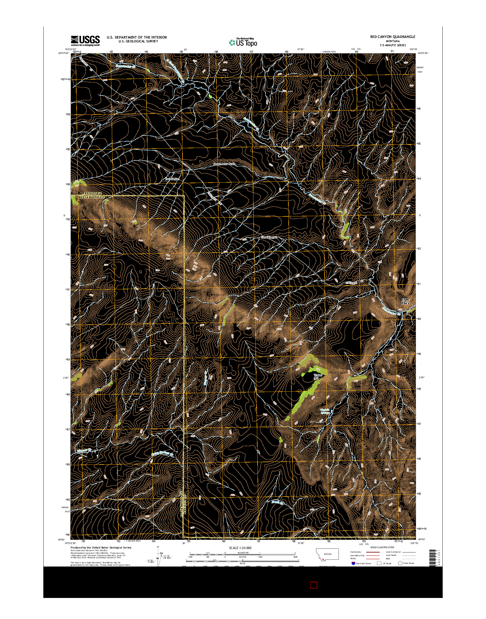 USGS US TOPO 7.5-MINUTE MAP FOR RED CANYON, MT 2014