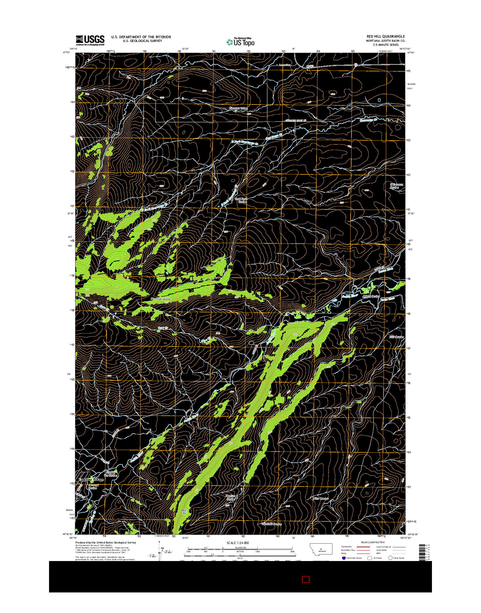 USGS US TOPO 7.5-MINUTE MAP FOR RED HILL, MT 2014