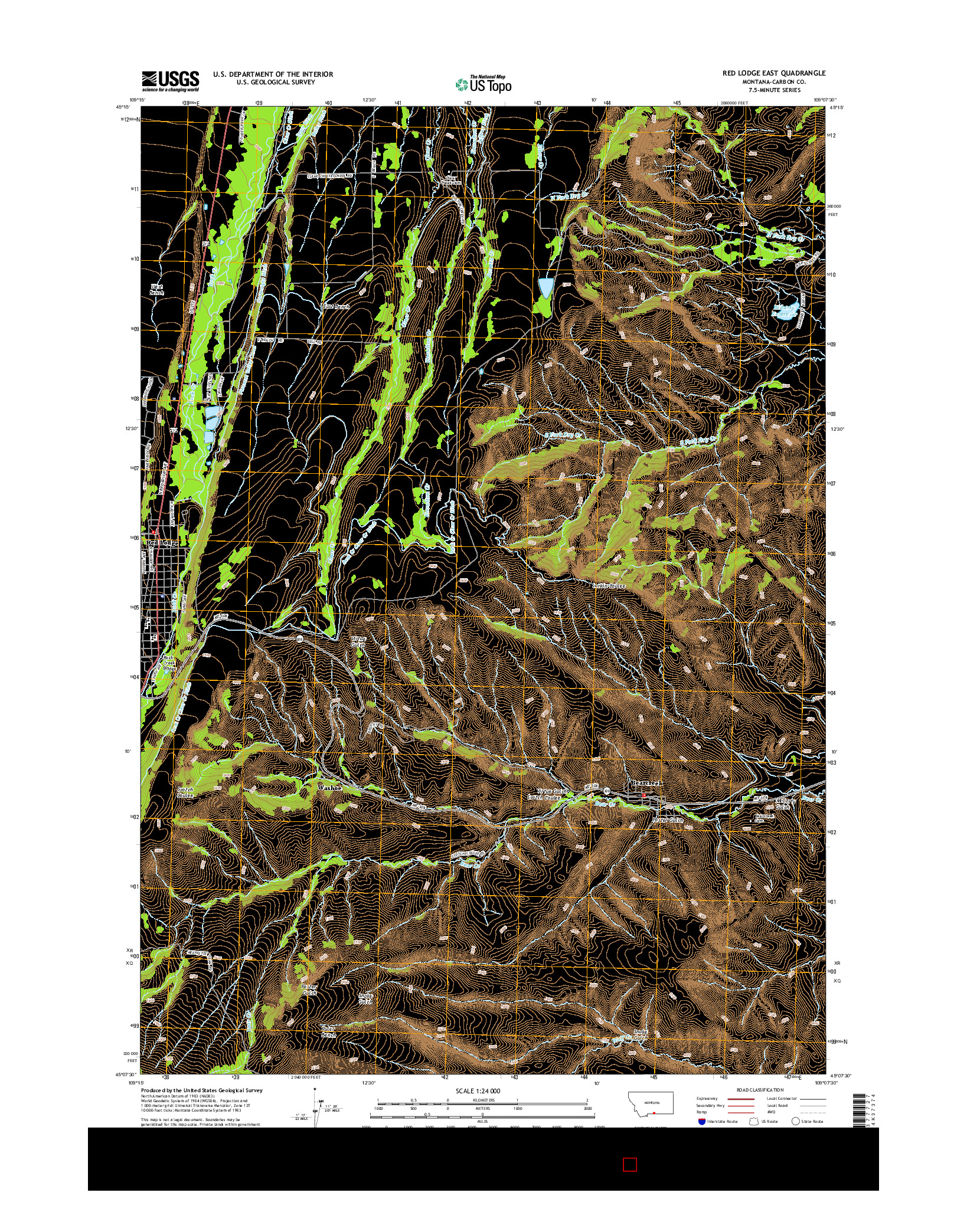 USGS US TOPO 7.5-MINUTE MAP FOR RED LODGE EAST, MT 2014